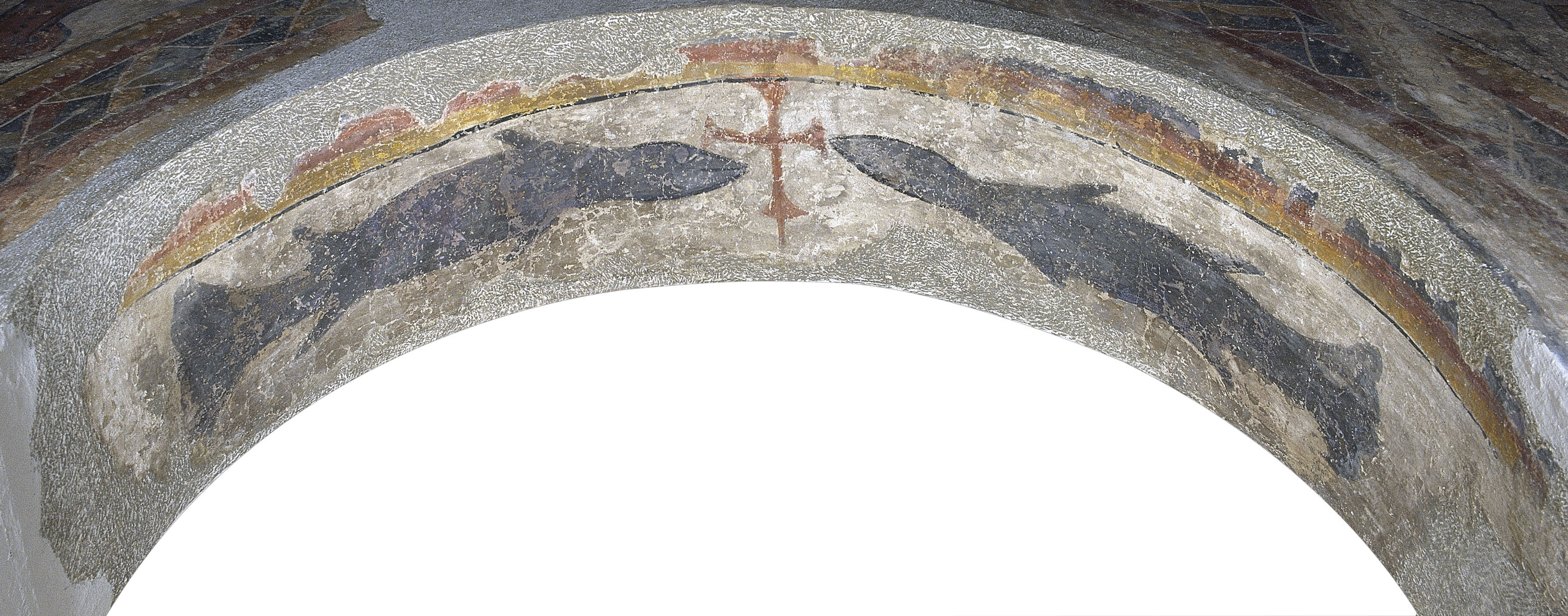 image for: Mestre del Judici Final - Peixos flanquejant una creu de Santa Maria de Taüll - Després de 1123