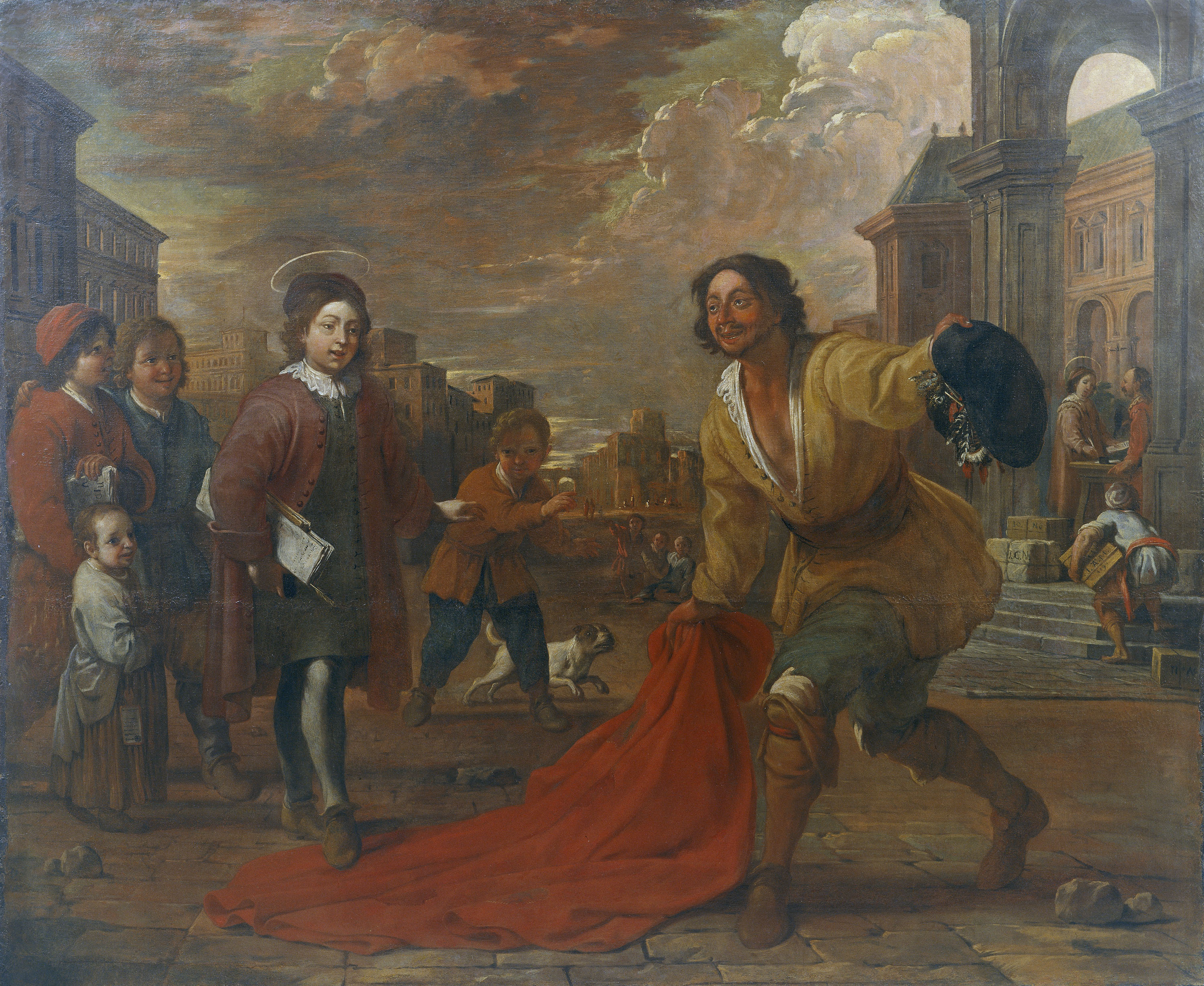 image for: Antoni Viladomat - Un boig estén la capa perquè hi passi per sobre sant Francesc nen - Cap a 1729-1733
