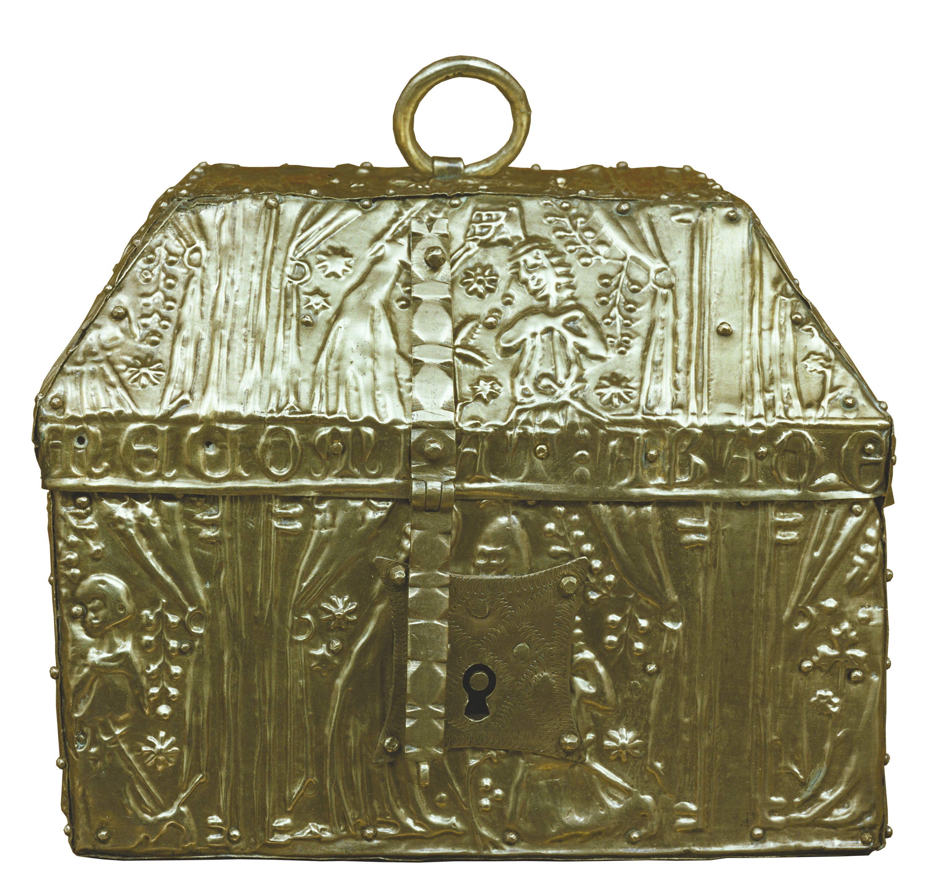 image for: Anònim. Catalunya. Barcelona - Capseta amatòria amb dama armant un cavaller - Entre 1370-1450