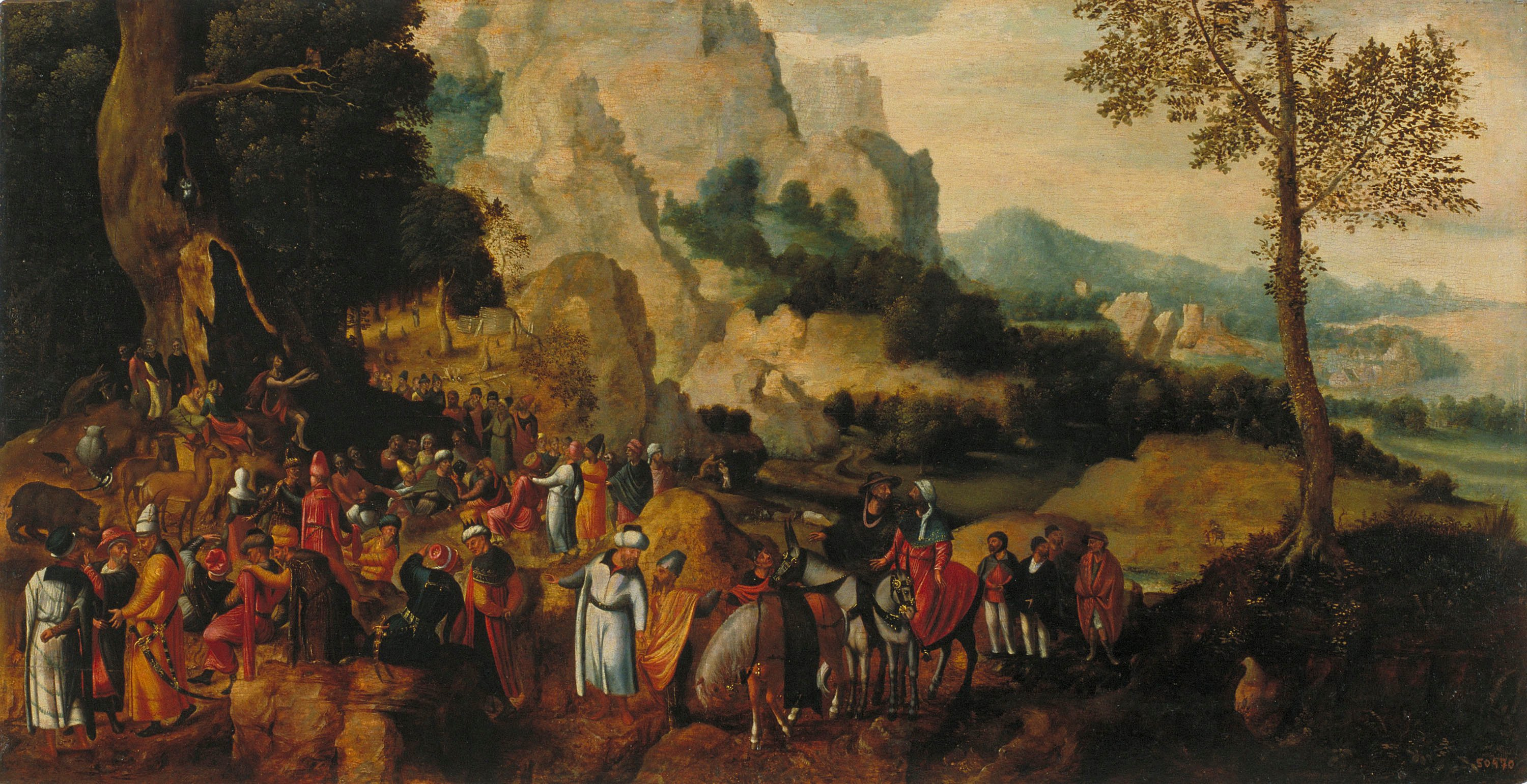 image for: Herri met de Bles - Paisatge amb la predicació de sant Joan Baptista - Cap a 1550