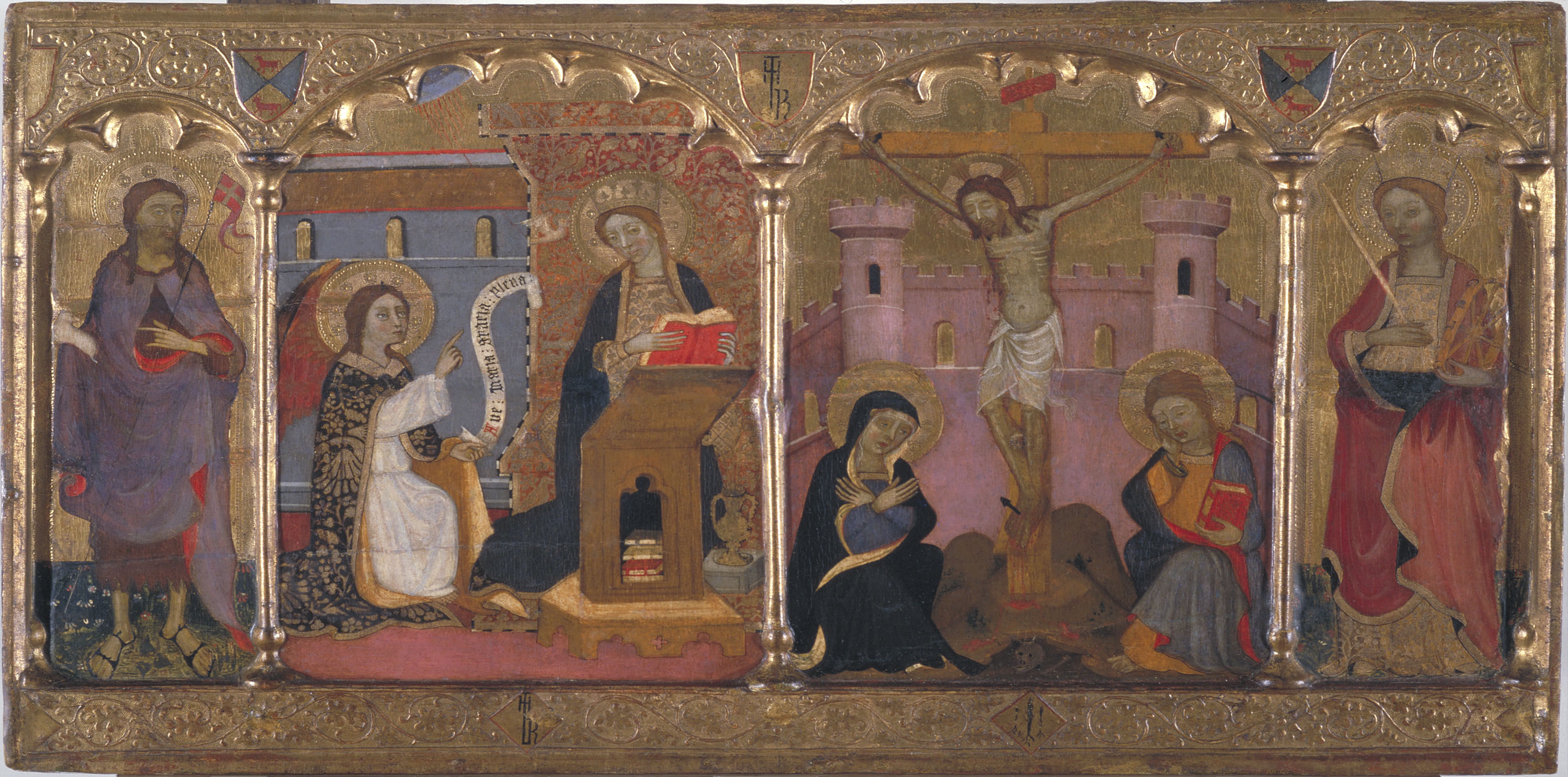 image for: Francesc Comes - Sant Joan Baptista; Anunciació; Crucifixió; Santa Caterina d&#039;Alexandria - Cap a 1400