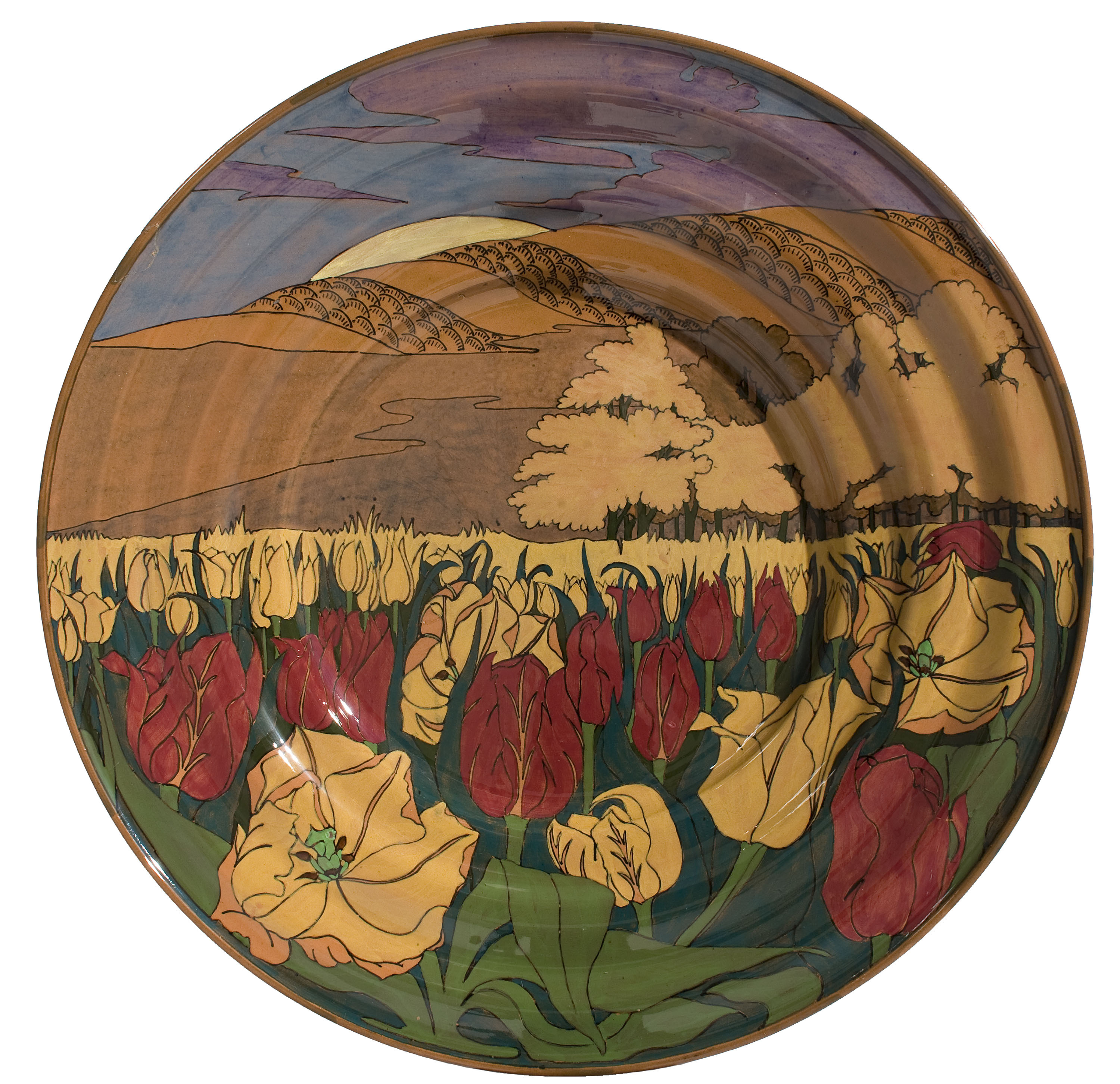 image for: Reial Fàbrica de Rozenburg - Plat amb paisatge i tulipes - Cap a 1898