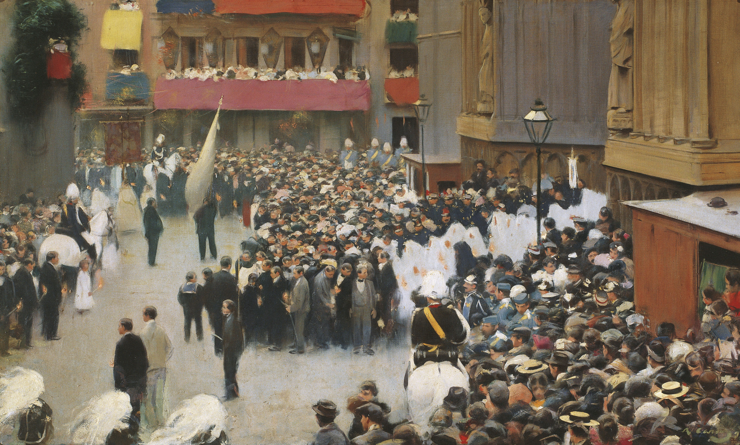 image for: Ramon Casas - Corpus. Sortida de la processó de l&#039;església de Santa Maria - Barcelona, cap a 1896-1898