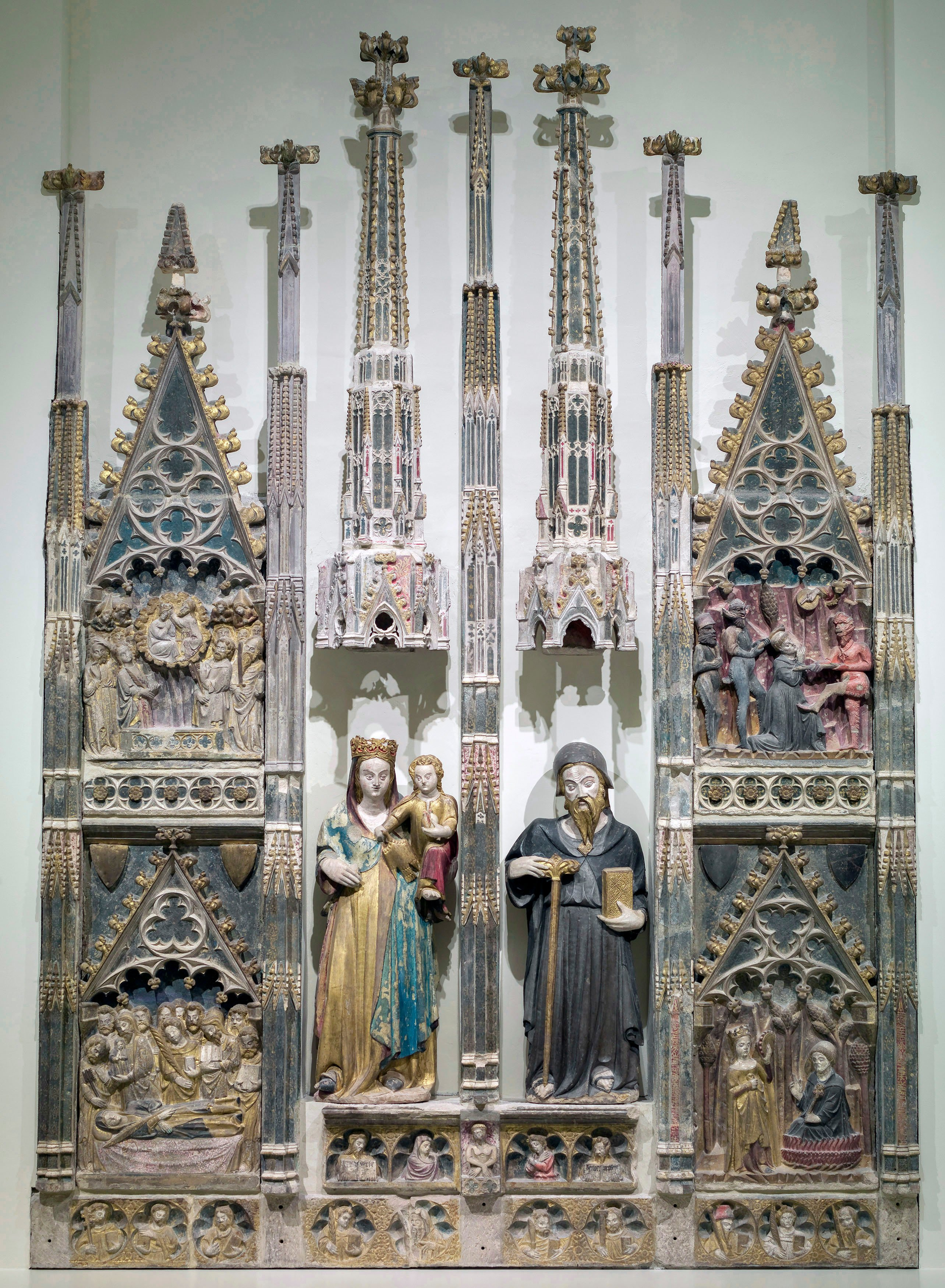 image for: Anònim. Catalunya. Lleida - Retaule de la Mare de Déu i sant Antoni Abat - Cap a 1378-1390