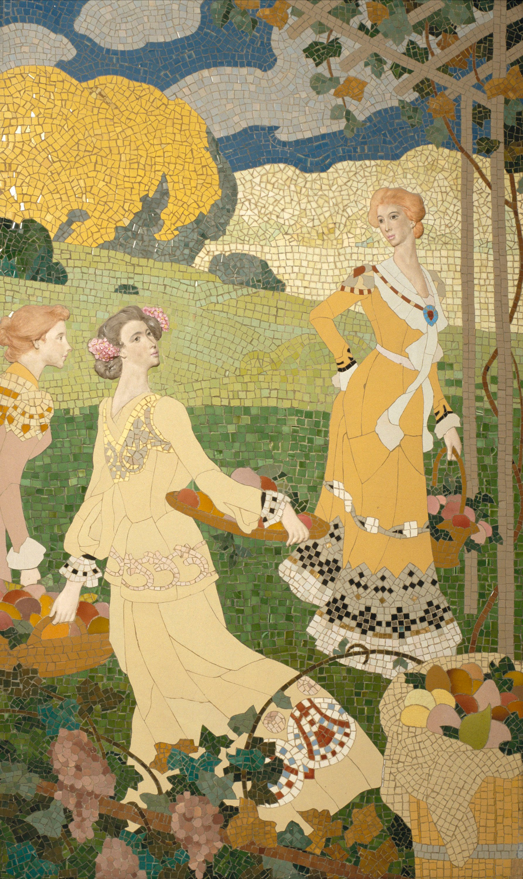 image for: Gaspar Homar - Dones amb cistell de fruita sota un emparrat - Cap a 1905-1906