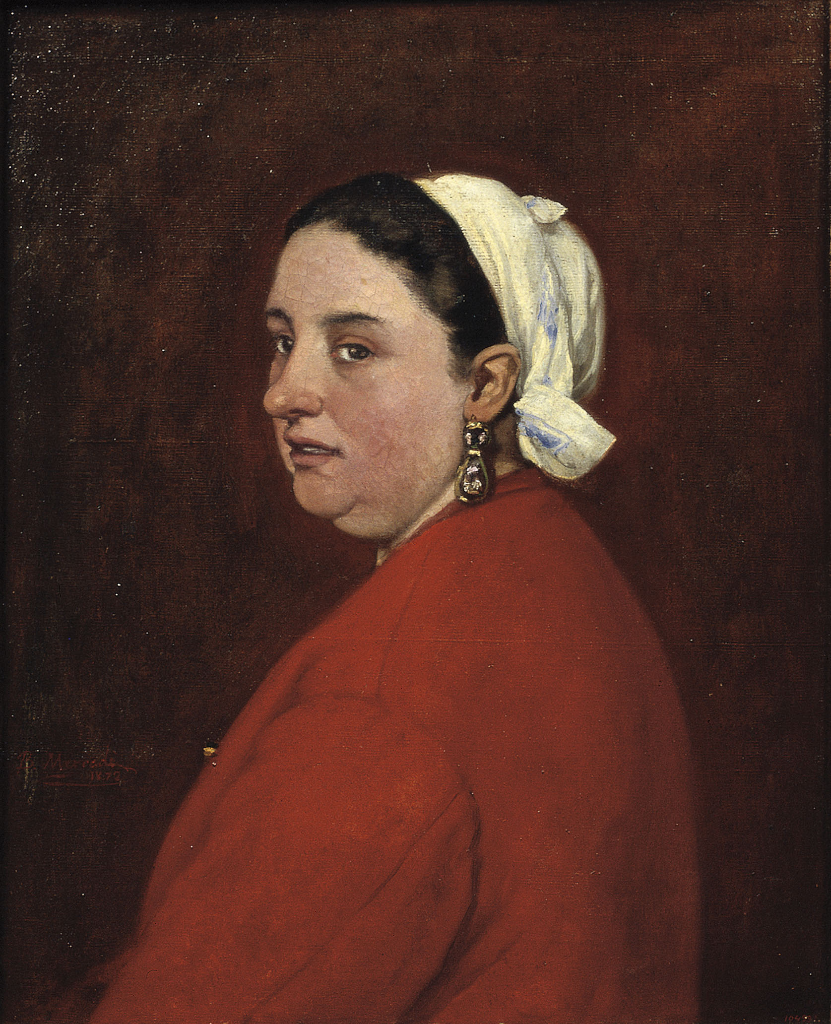 image for: Benet Mercadé - Retrat de la senyora Anita amb vestit vermell - Barcelona, 1872