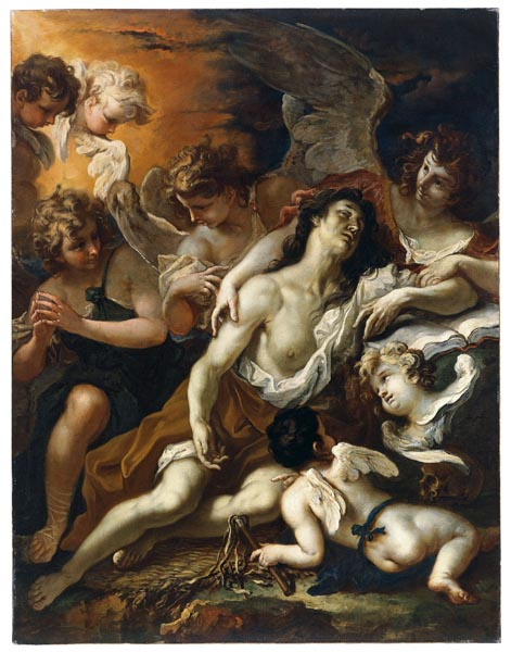 image for: Sebastiano Ricci - La Magdalena confortada per àngels - Cap a 1694