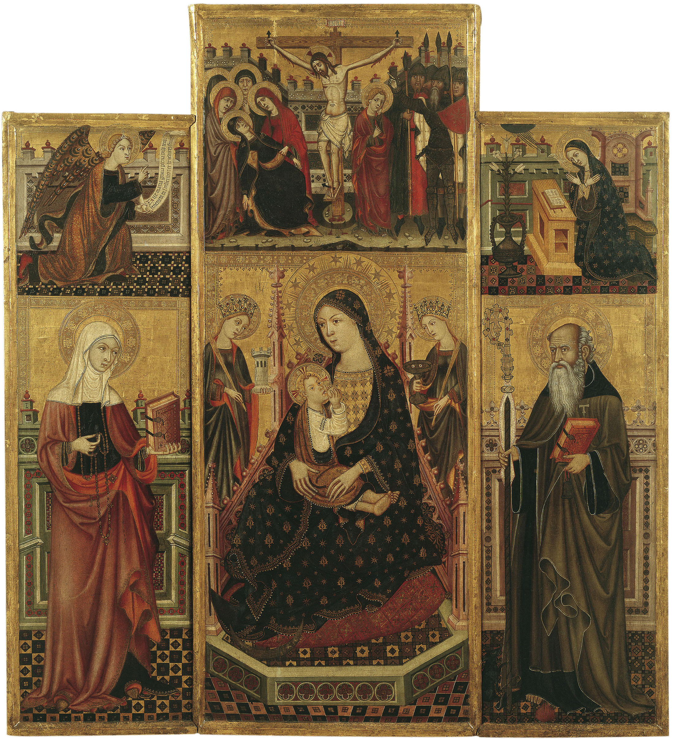 image for: Llorenç Saragossà - Retaule de la Mare de Déu de la Llet, santa Clara i sant Antoni Abat - Últim quart del segle XIV