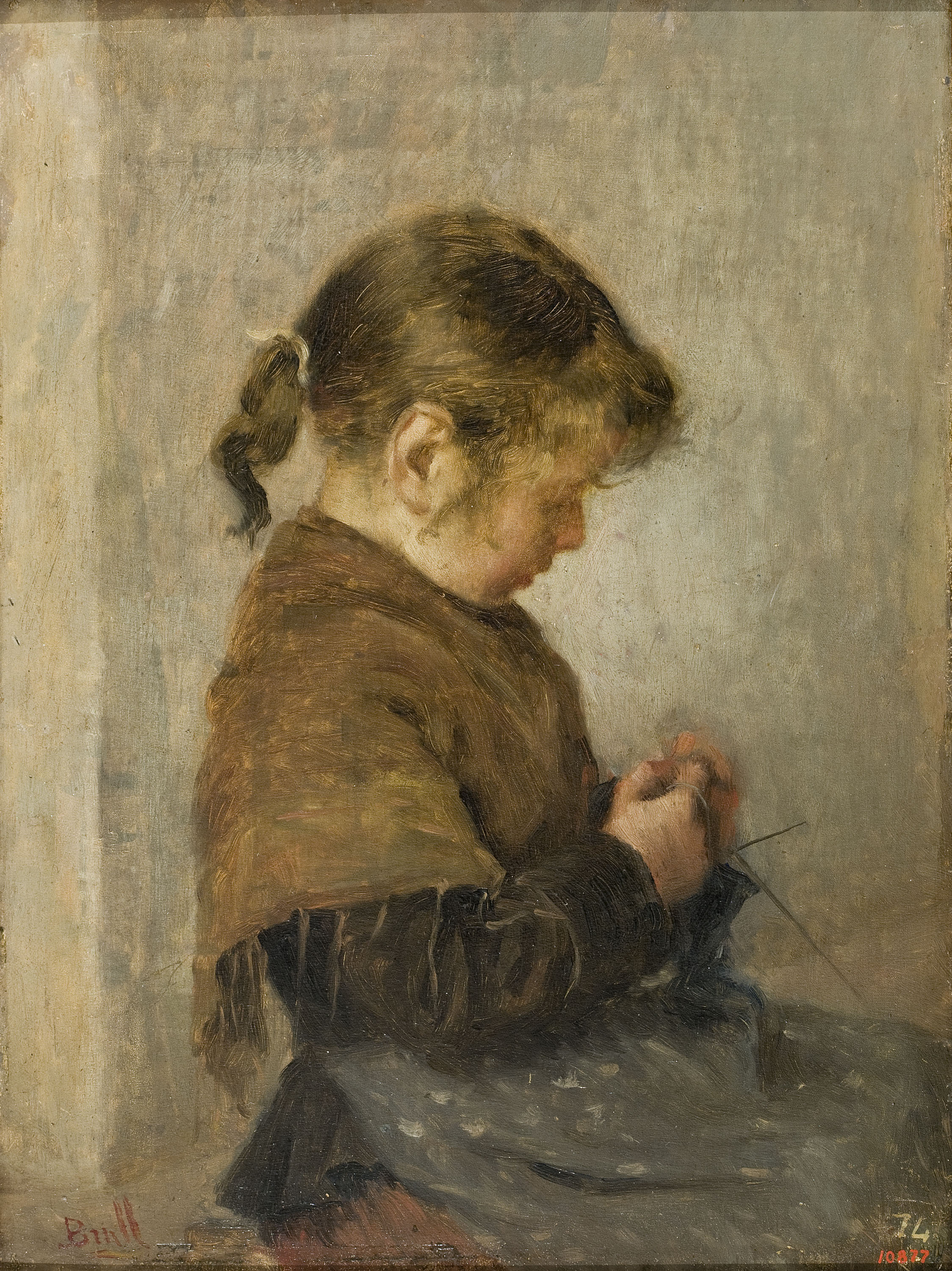 image for: Joan Brull - Fent mitja - 1891