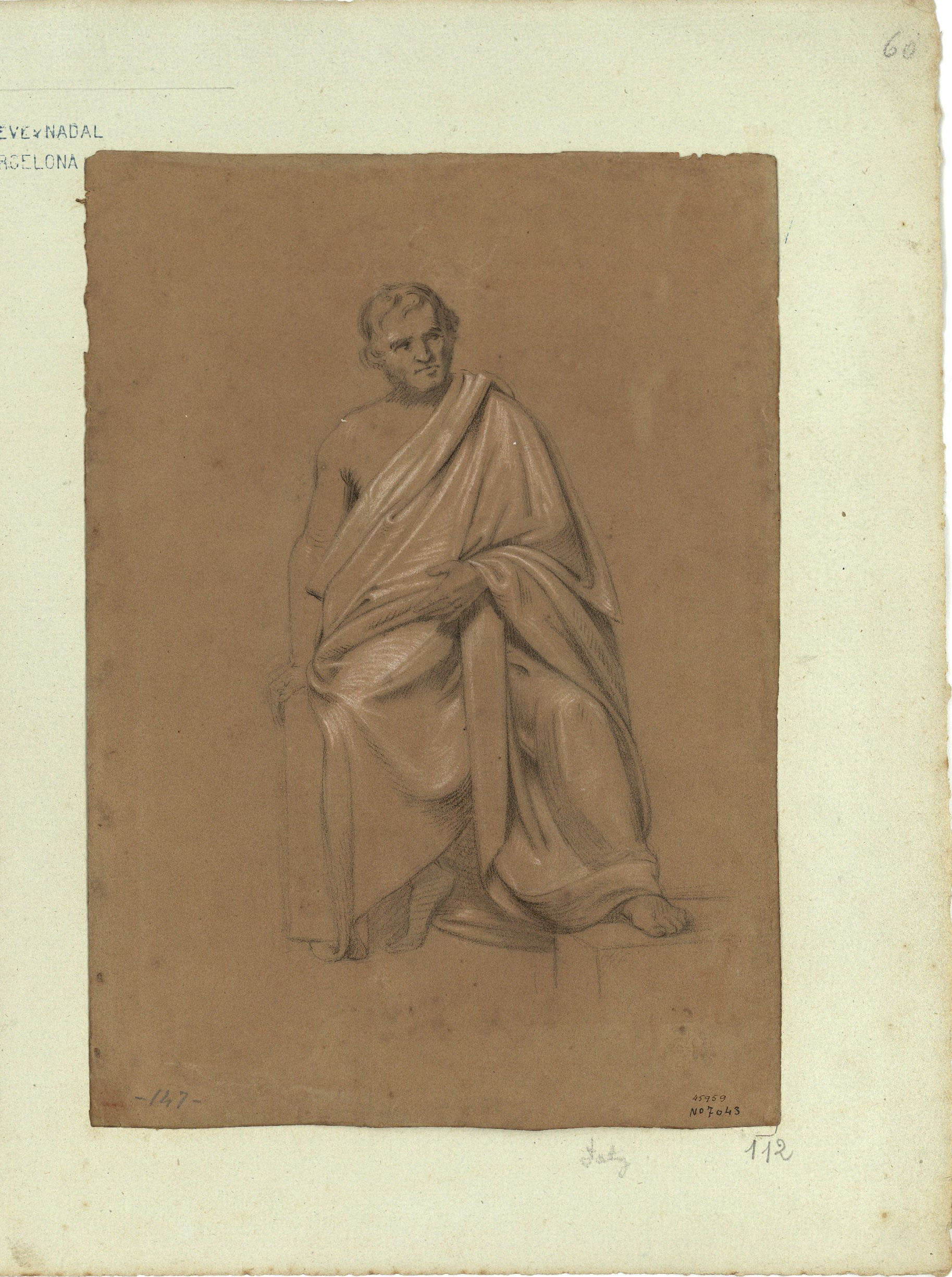 image for: Marià Fortuny - Estudi acadèmic de figura masculina - Cap a 1856-1858