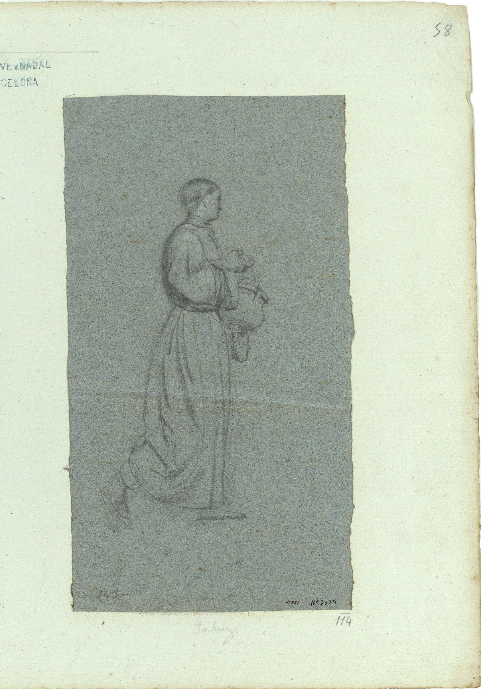 image for: Marià Fortuny - Estudi acadèmic de figura masculina - Cap a 1856-1858