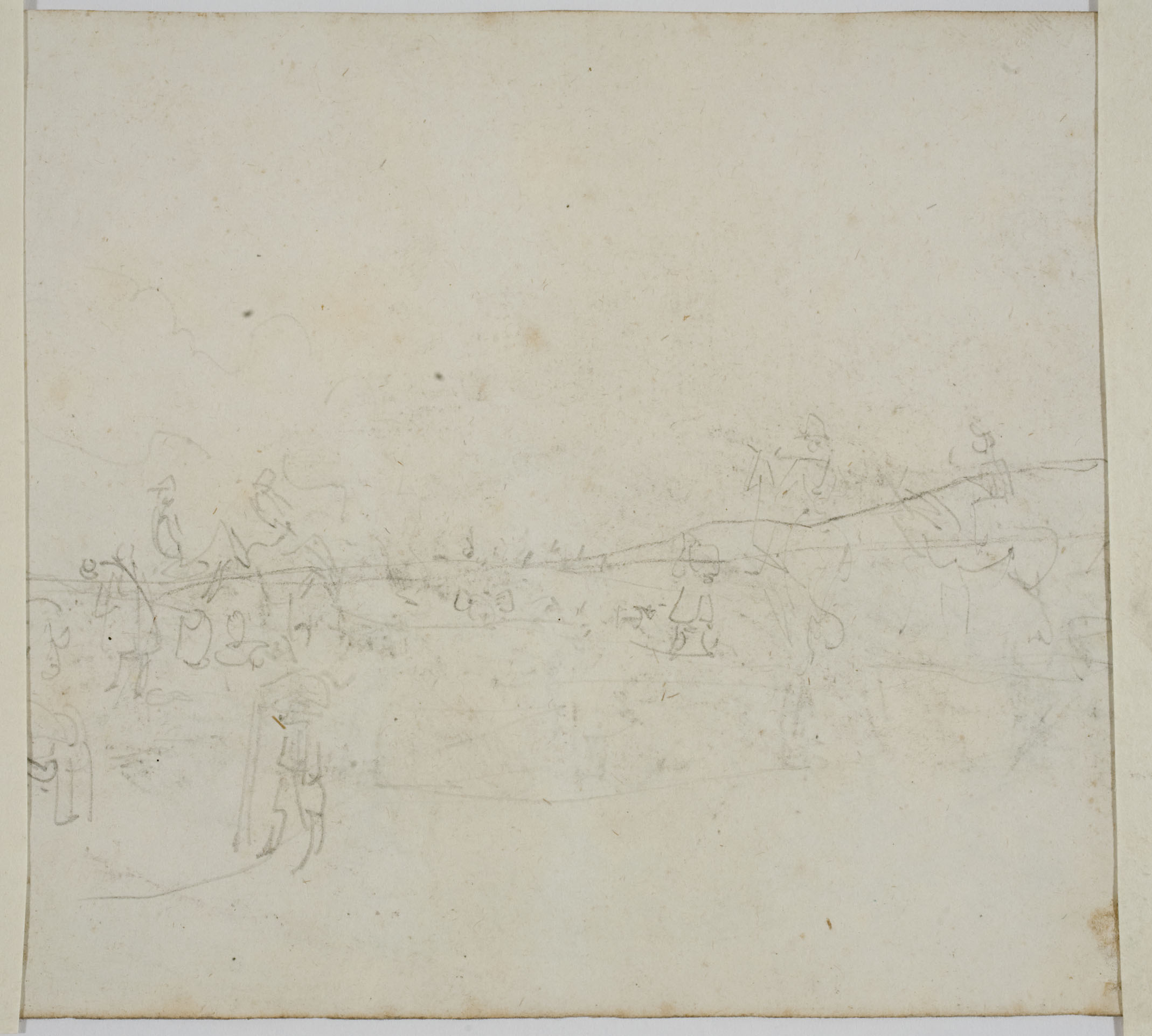 image for: Marià Fortuny - Paisatge amb soldats espanyols (anvers) / Croquis de paisatge amb soldats (revers) - Cap a 1860 [1]