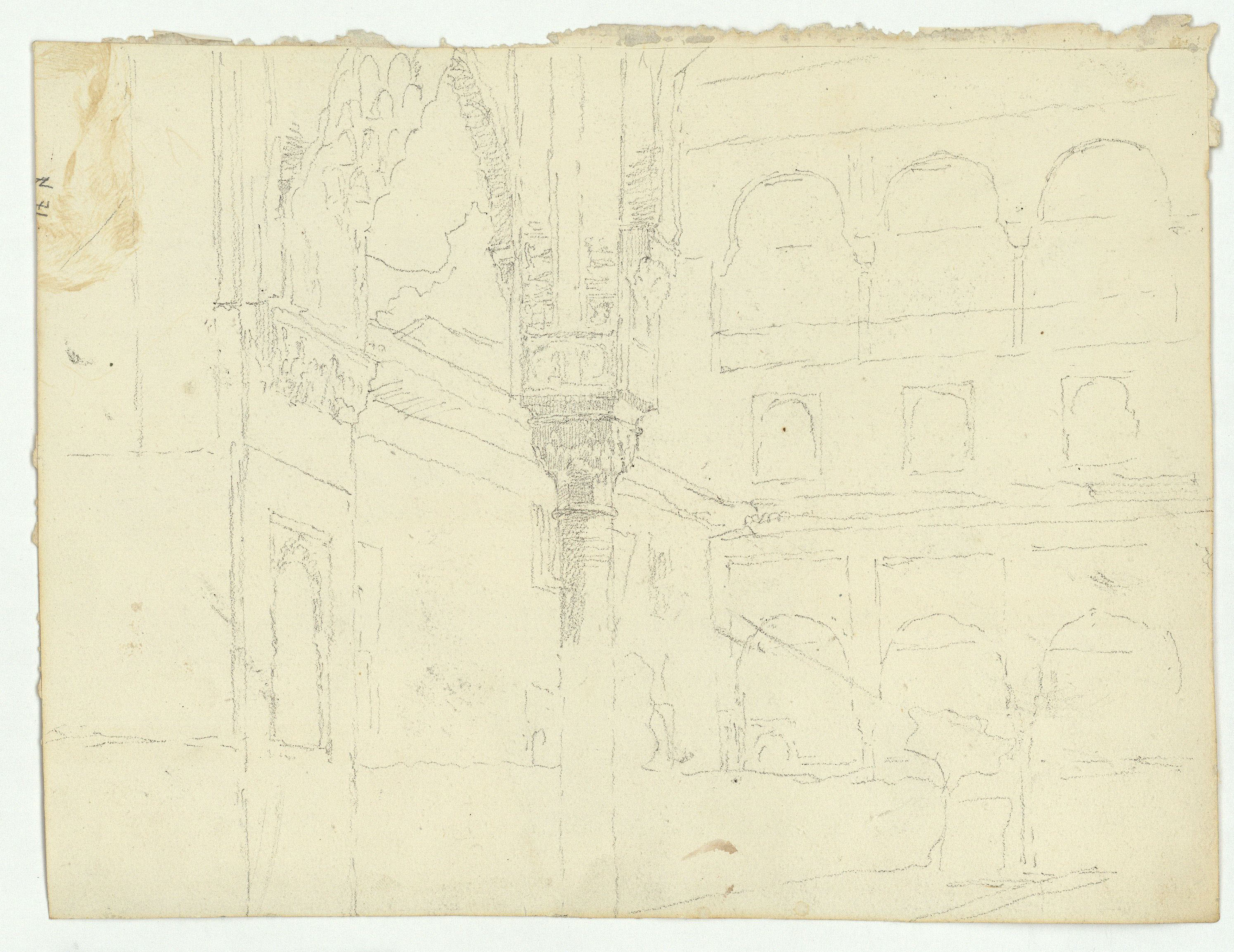 image for: Marià Fortuny - Detall de porxada (anvers) / Pati de l&#039;Alberca de Granada (revers) - Cap a 1867-1872 [1]