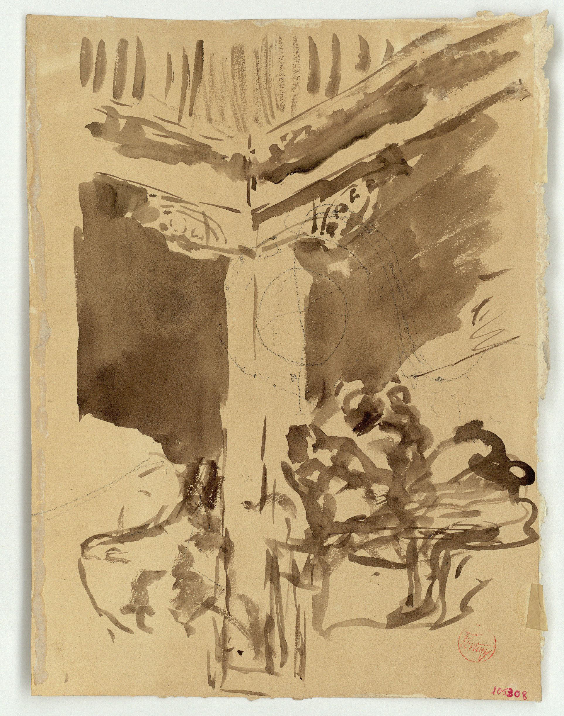 image for: Marià Fortuny - Detall de porxada (anvers) / Pati de l'Alberca de Granada (revers) - Cap a 1867-1872