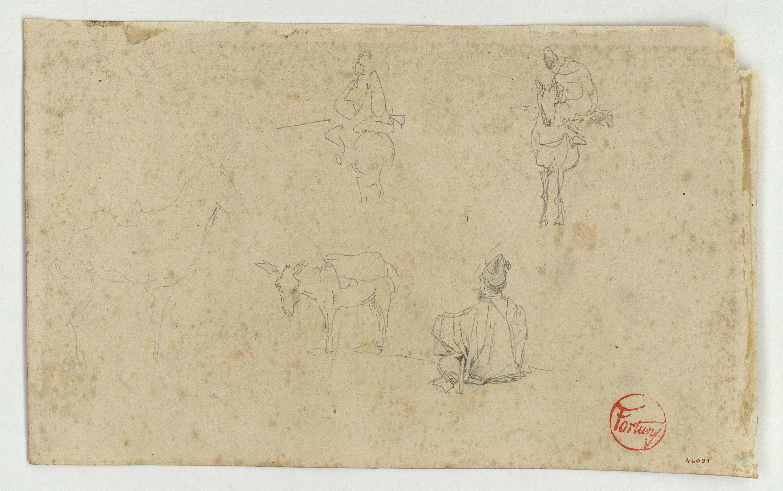 image for: Marià Fortuny - Genets marroquins (anvers) / Cap de cavall (revers) - Cap a 1860-1862