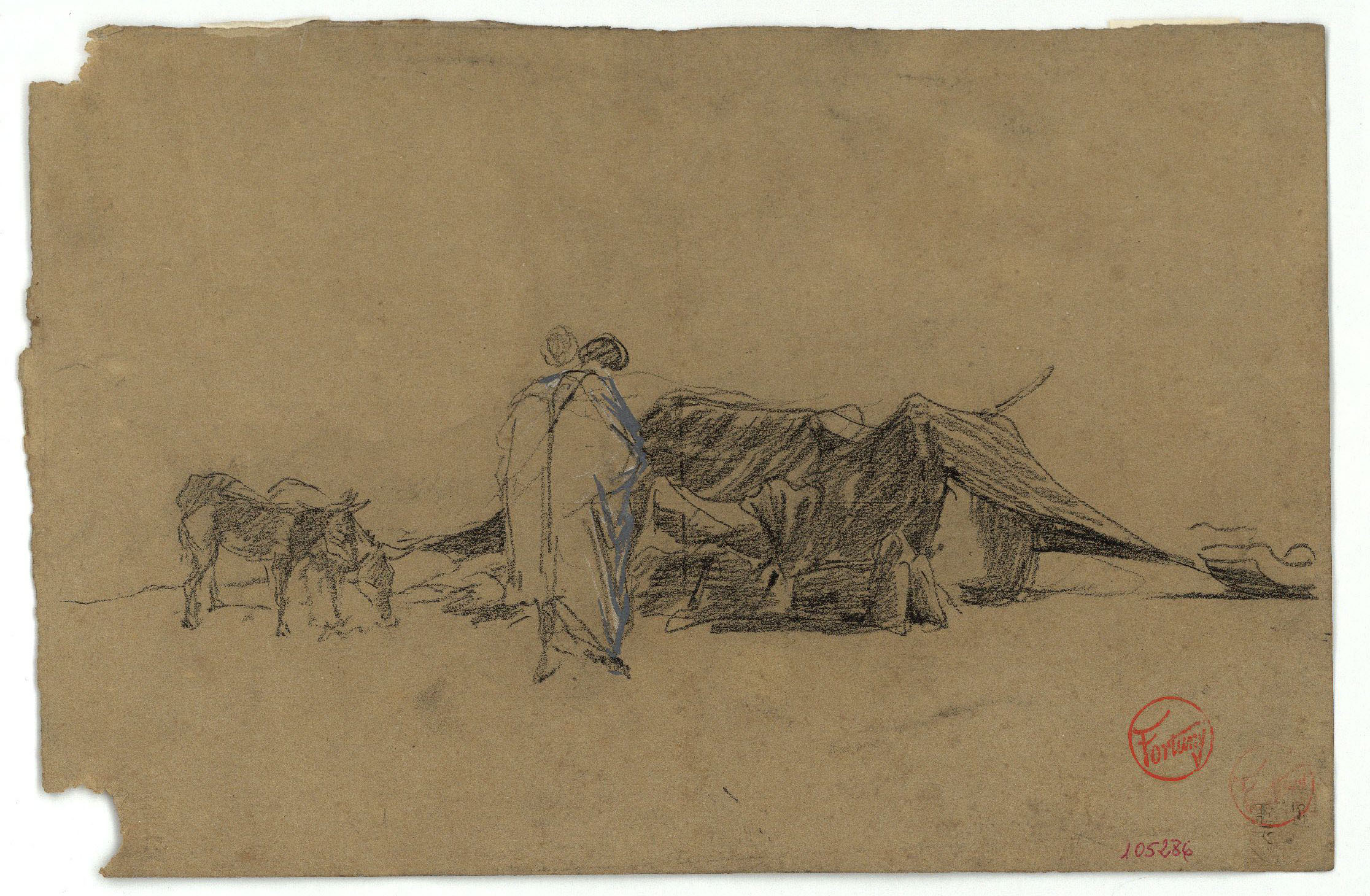 image for: Marià Fortuny - Campament marroquí (anvers) / Genet a cavall (revers) - Cap a 1860-1862