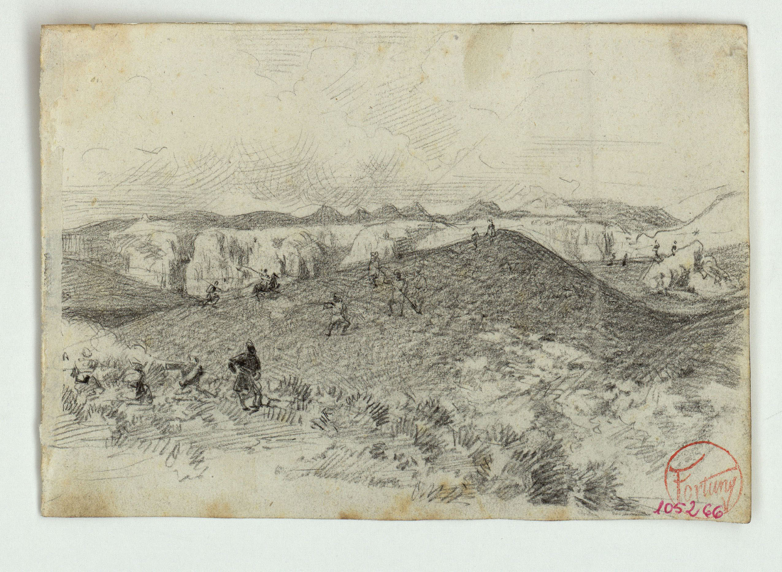 image for: Marià Fortuny - Paisatge marroquí amb soldats espanyols (anvers) / Paisatge marroquí amb soldats espanyols (revers) - 1860