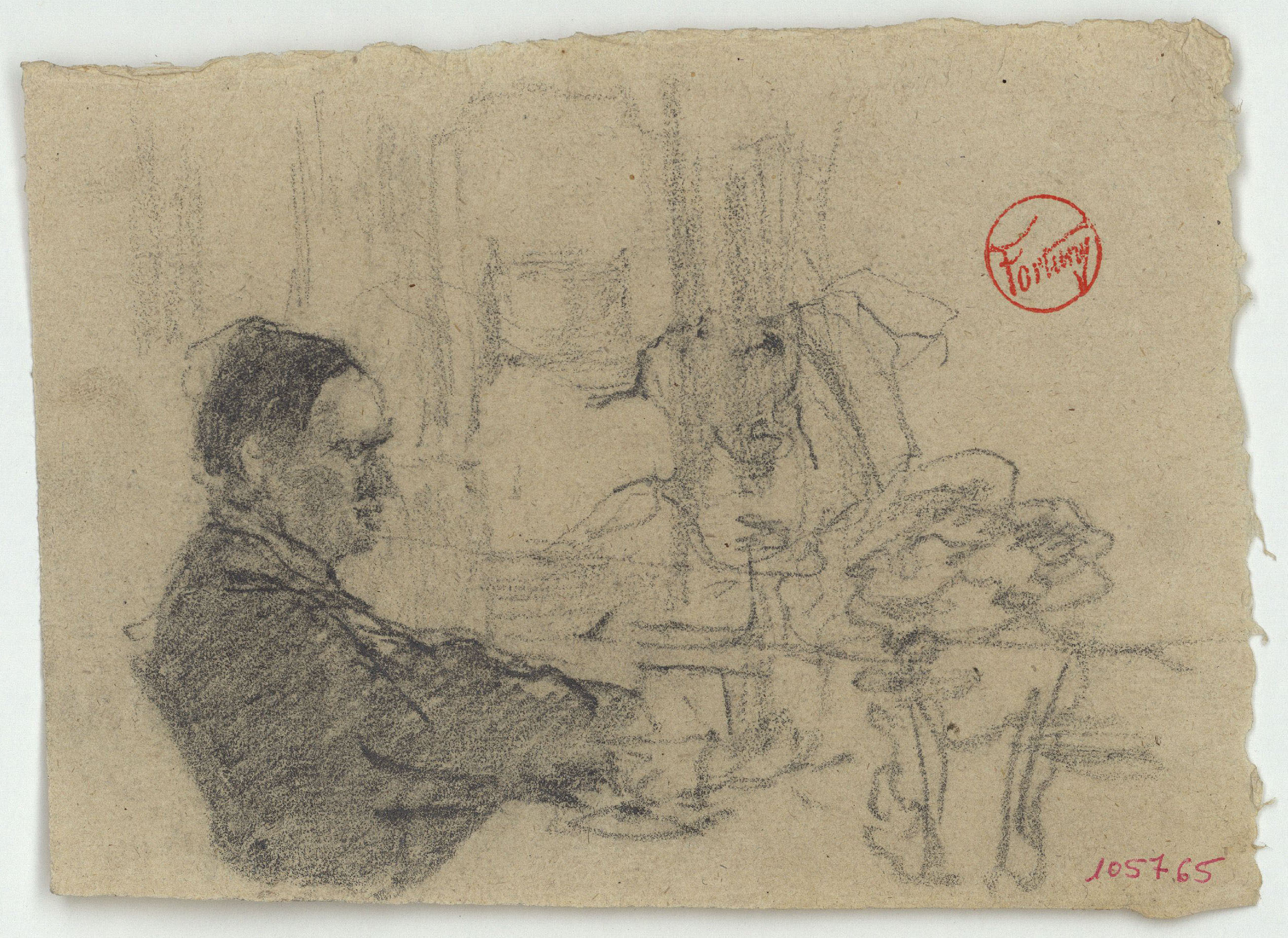 image for: Marià Fortuny - Bust d&#039;home assegut i retrat femení - Cap a 1871