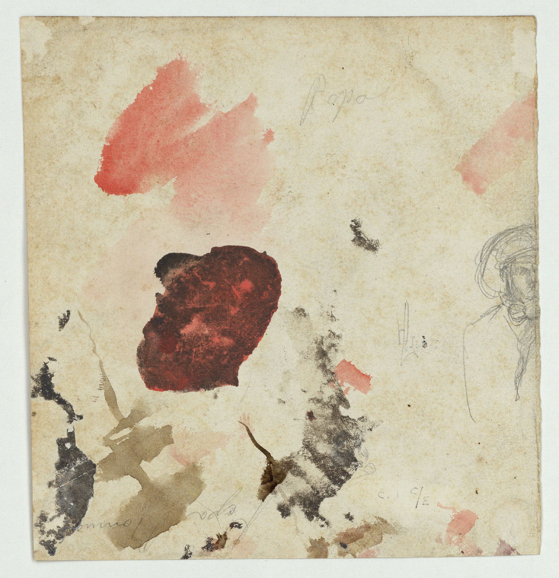 image for: Marià Fortuny - Home assegut al peu d&#039;un arbre (anvers) / Bust de figura masculina i tocs d&#039;aquarel·la (revers) - Cap a 1856-1858 [1]