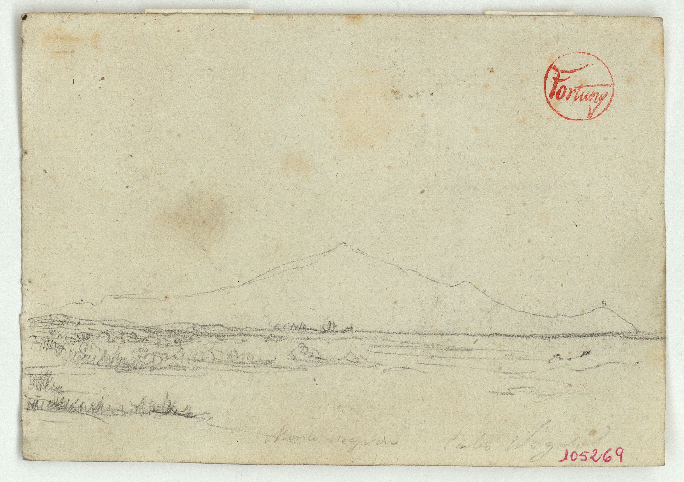 image for: Marià Fortuny - Monte Negrón, cabo Negrón (anvers) / Croquis inconcret (revers) - Cap a 1860