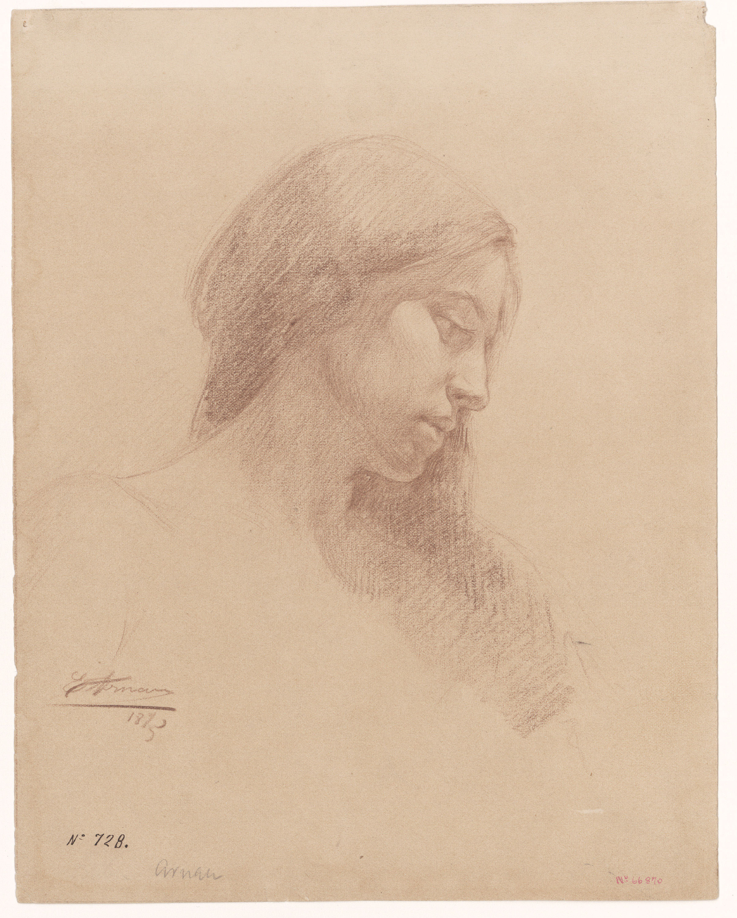 image for: Eusebi Arnau - Estudi d&#039;un cap femení de perfil - 1895