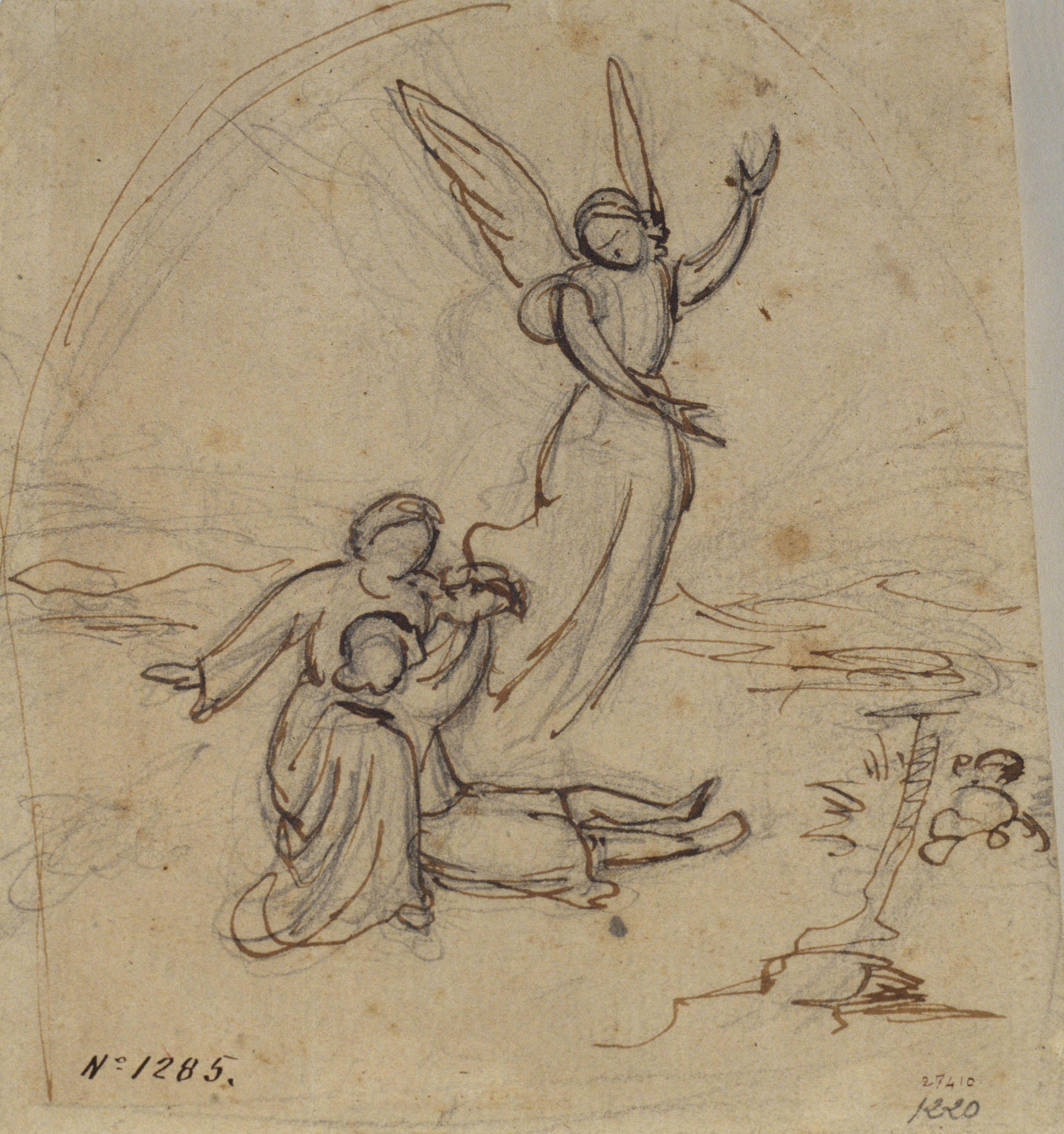 image for: Marià Fortuny - Àngels auxiliant un nen - Cap a 1855