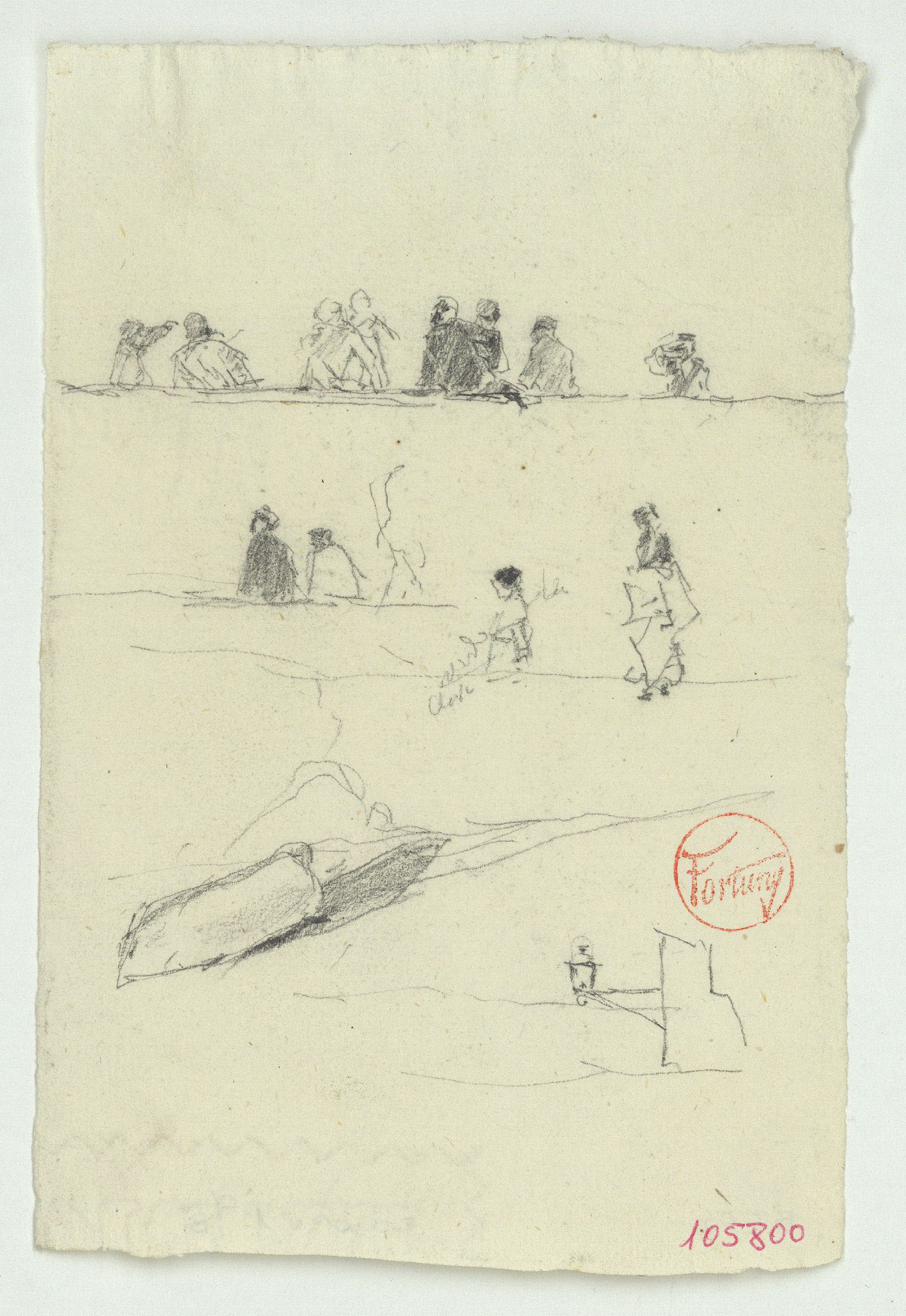 image for: Marià Fortuny - Croquis de figures i fanal - Cap a 1870-1872