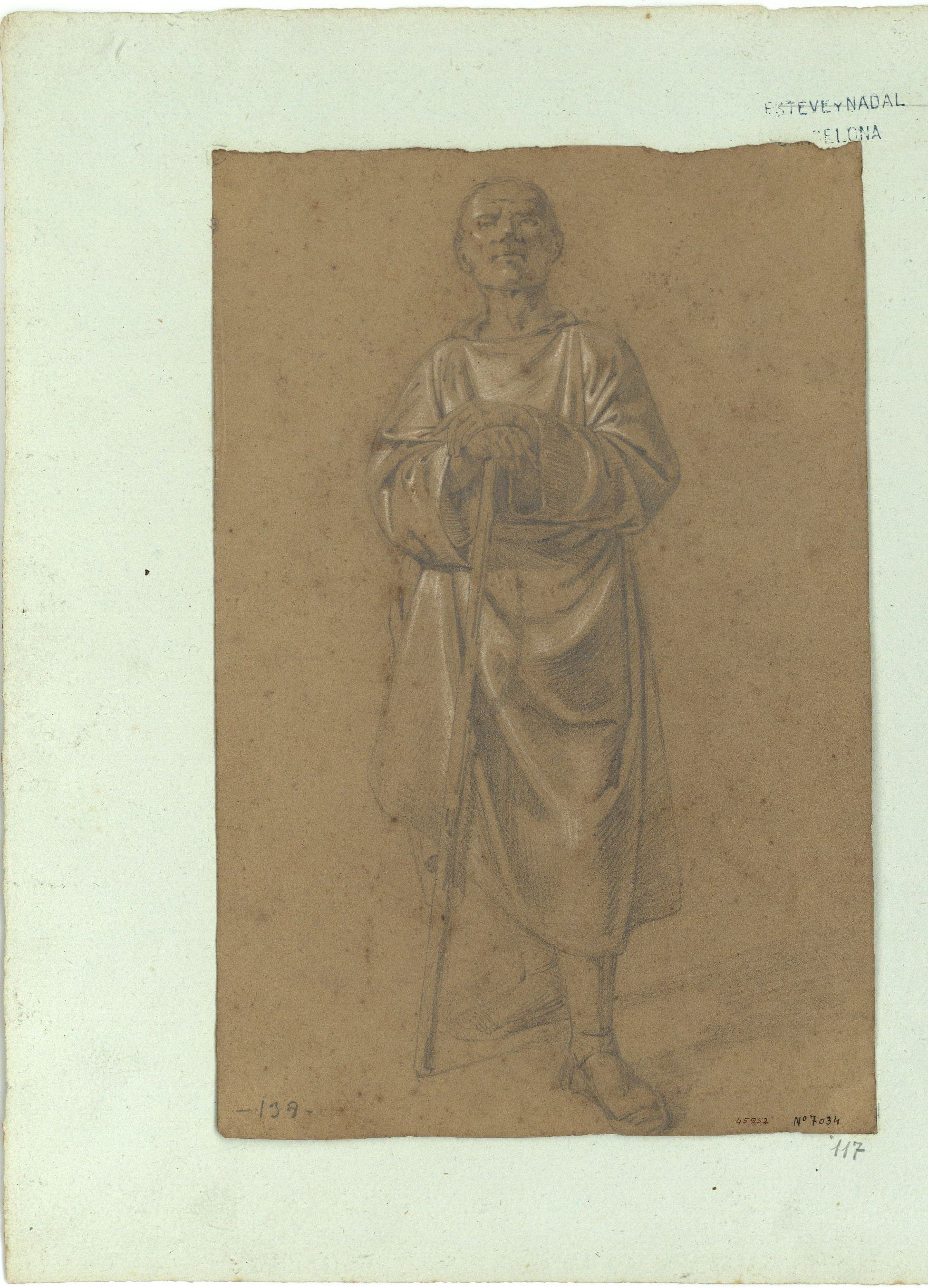 image for: Marià Fortuny - Estudi acadèmic de figura masculina - Cap a 1856-1858
