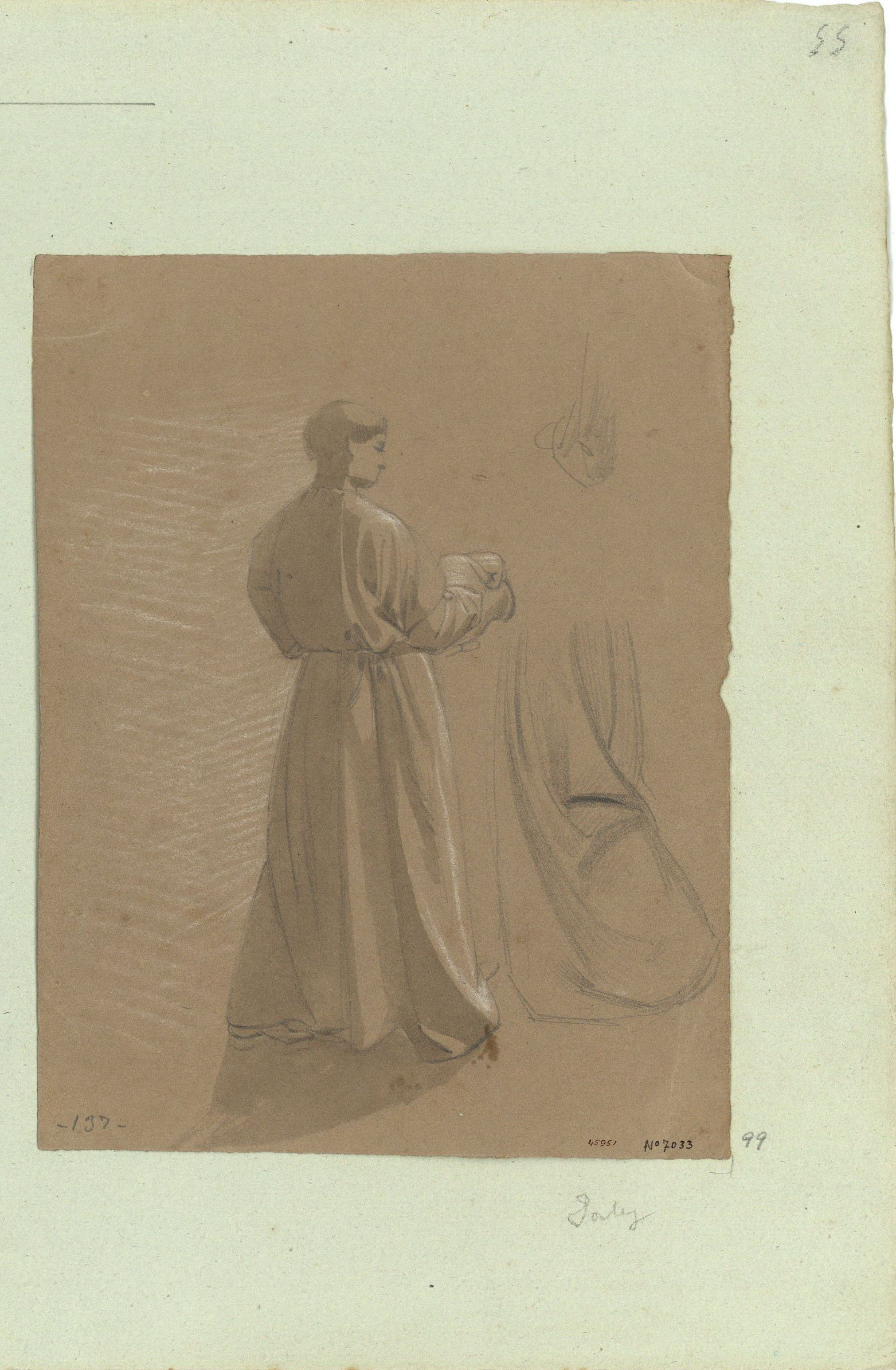 image for: Marià Fortuny - Estudi acadèmic de figura masculina i de vestimenta - Cap a 1856-1858