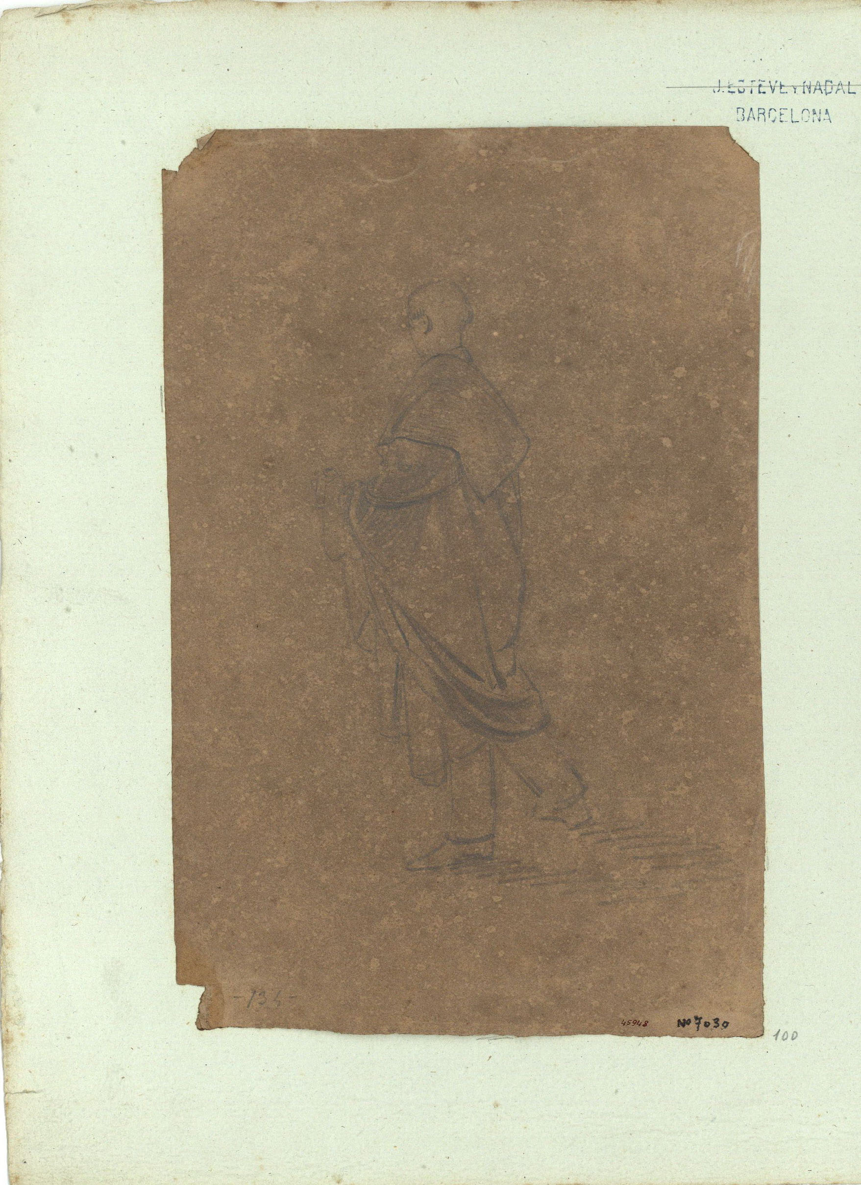 image for: Marià Fortuny - Estudi acadèmic de figura masculina - Cap a 1856-1858