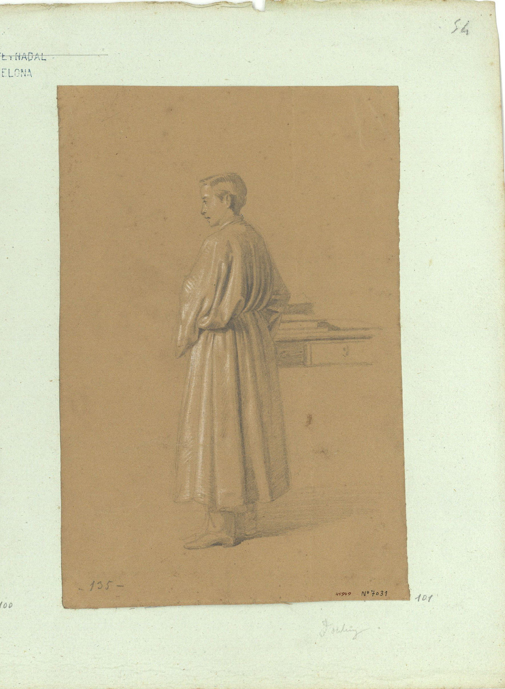 image for: Marià Fortuny - Estudi acadèmic de figura masculina - Cap a 1856-1858