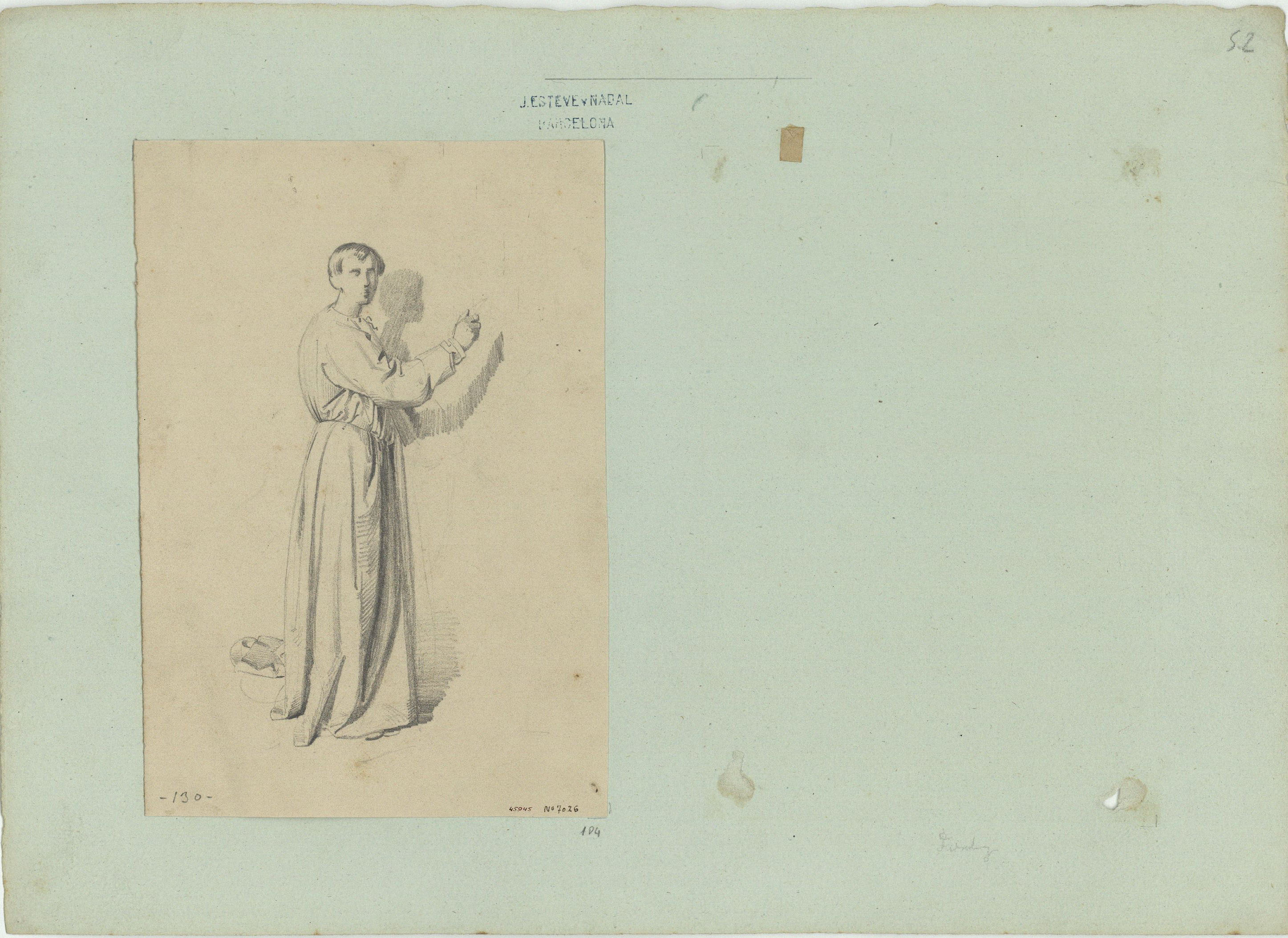 image for: Marià Fortuny - Estudi acadèmic de figura masculina - Cap a 1856-1858