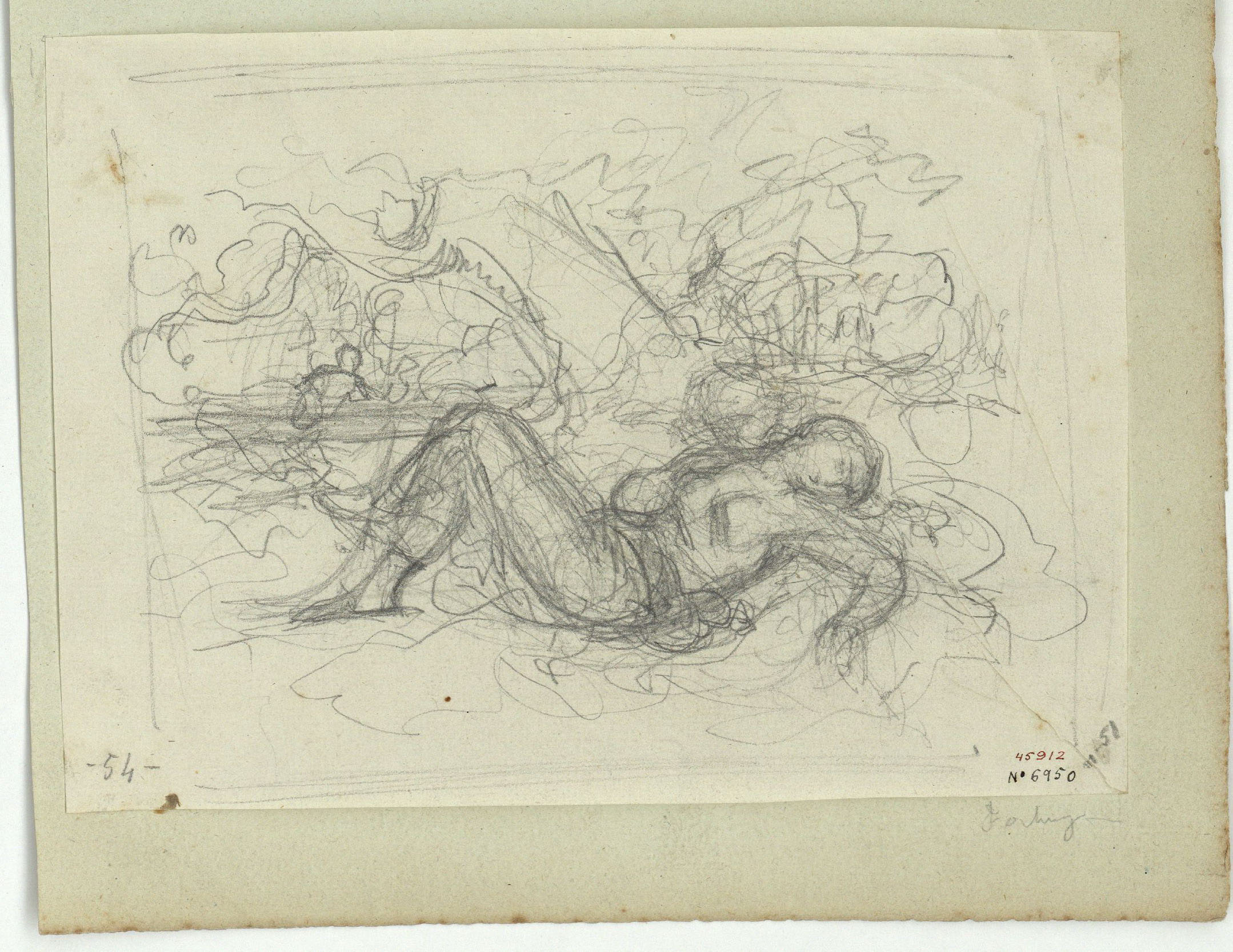 image for: Marià Fortuny - Croquis de figura femenina ajaguda - Cap a 1856-1858