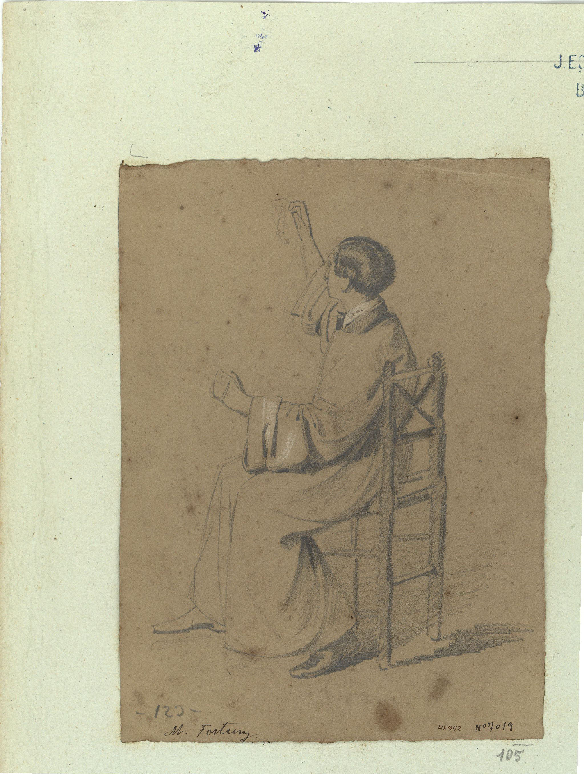 image for: Marià Fortuny - Estudi acadèmic de figura masculina - Cap a 1856-1858