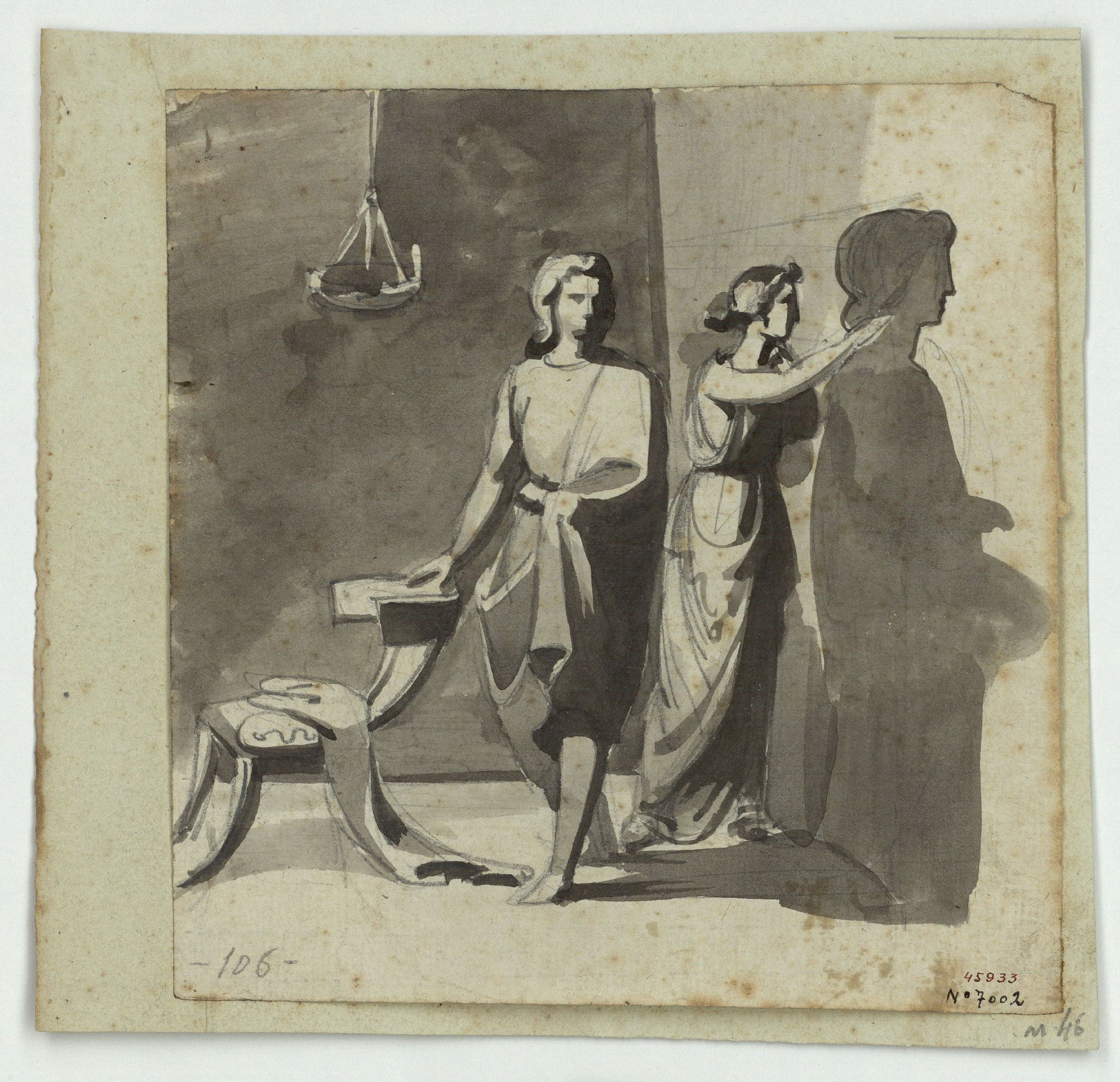 image for: Marià Fortuny - Cora, filla de Dibutades de Sicione, dibuixant el perfil del seu amant - Cap a 1856-1858
