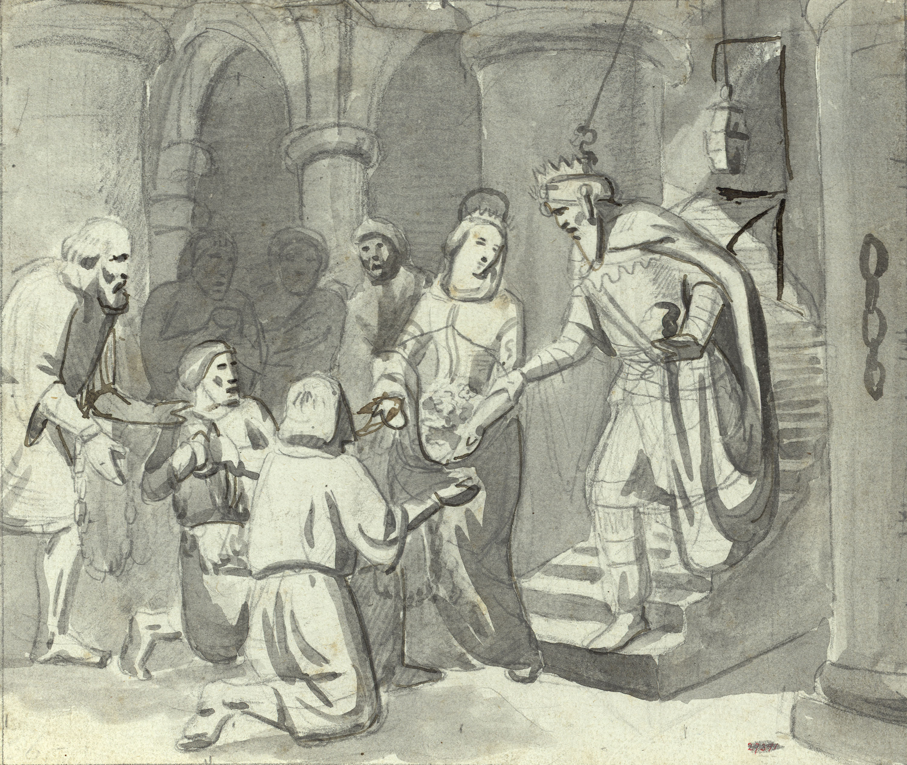 image for: Marià Fortuny - El miracle de les flors de santa Casilda (anvers) / Espases (revers) - Cap a 1856-1858