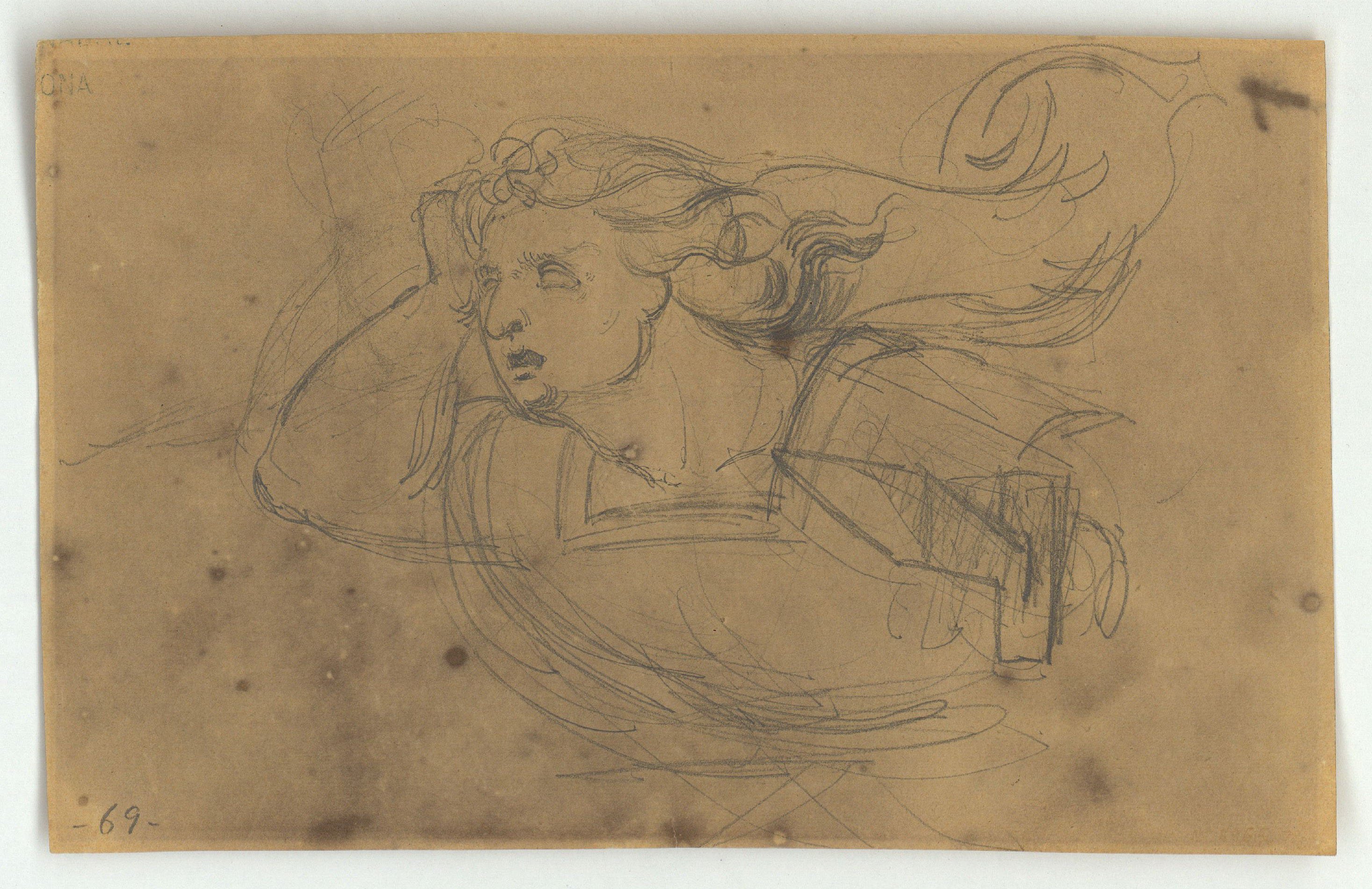 image for: Marià Fortuny - Estudi de figura amb una llança - Cap a 1856-1858