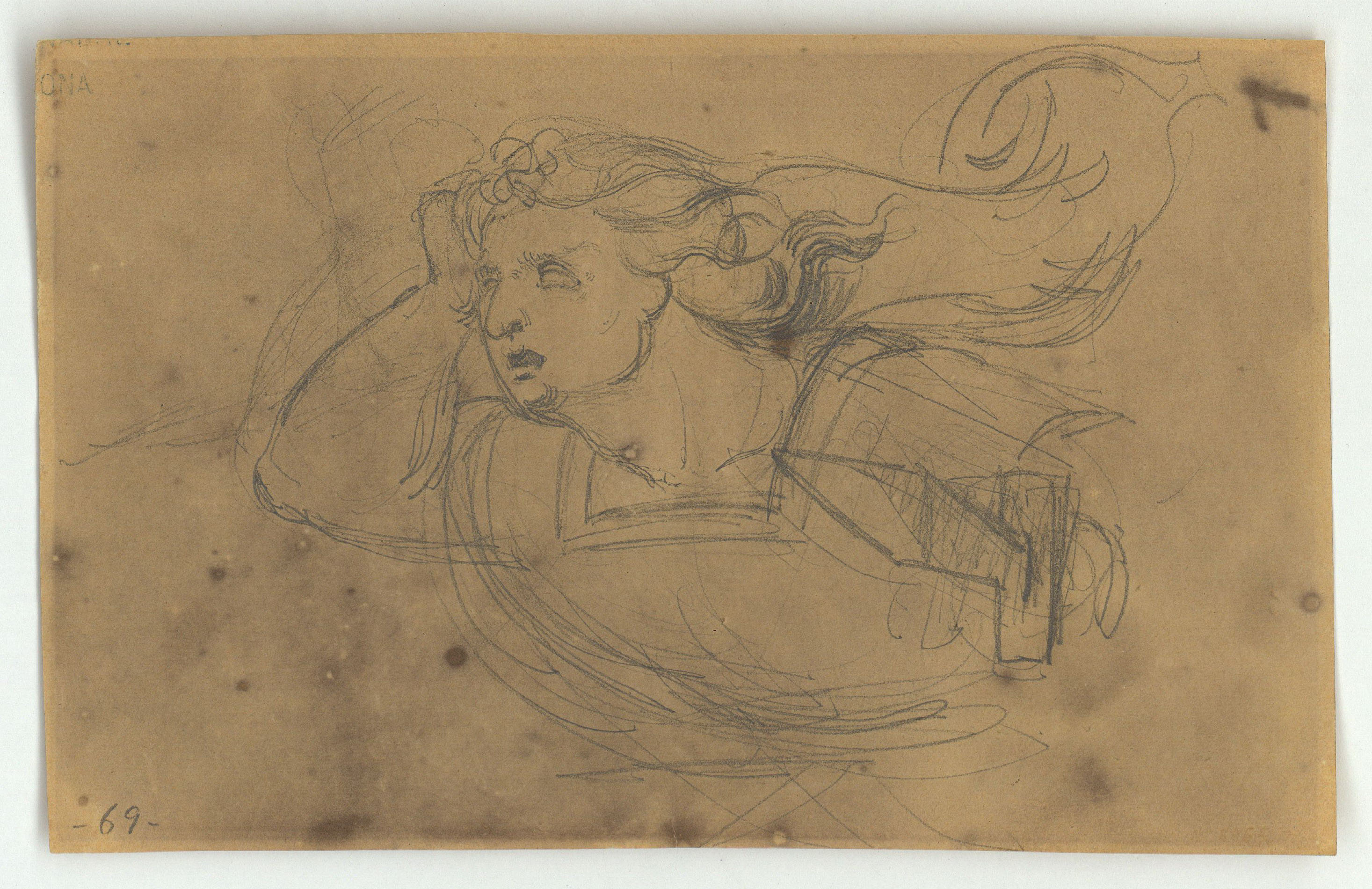 image for: Marià Fortuny - Estudi de figura amb una llança - Cap a 1856-1858