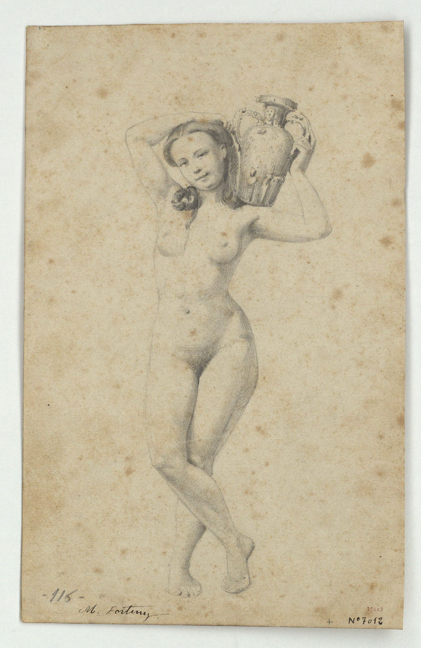 image for: Marià Fortuny - Estudi acadèmic de nu femení - Cap a 1856-1858