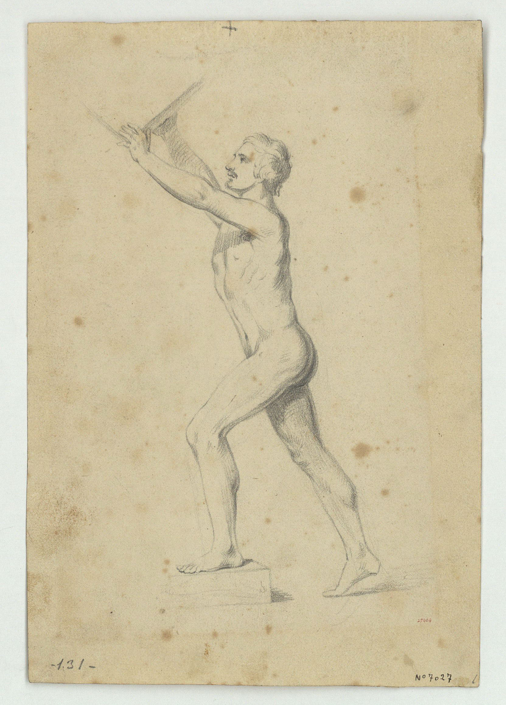image for: Marià Fortuny - Estudi acadèmic de nu masculí (anvers) / Sagrada Família (revers) - Cap a 1856-1858