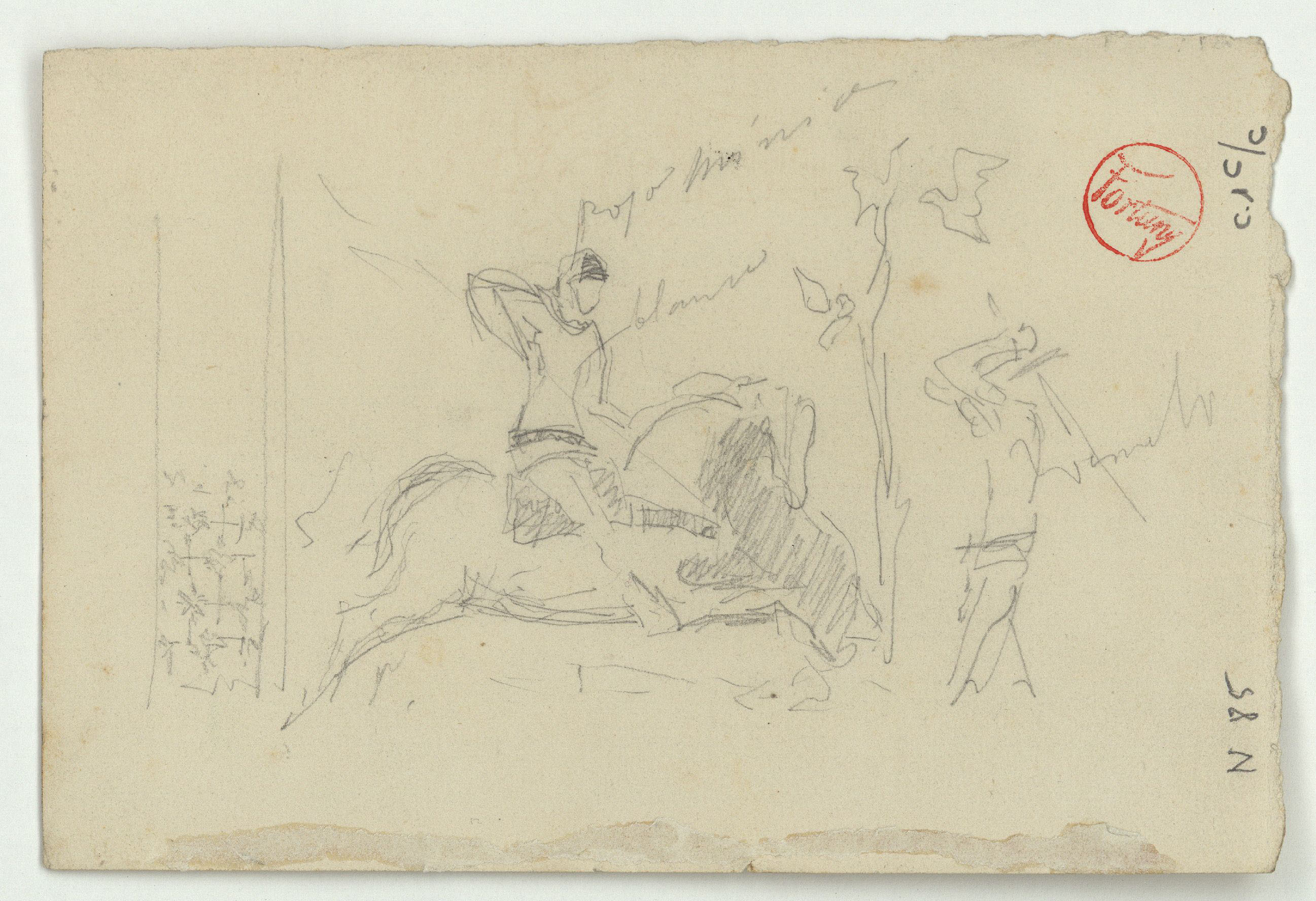 image for: Marià Fortuny - Vas d&#039;estil musulmà (anvers) / Genet a cavall i home amb espasa (revers) - Cap a 1870-1872 [1]