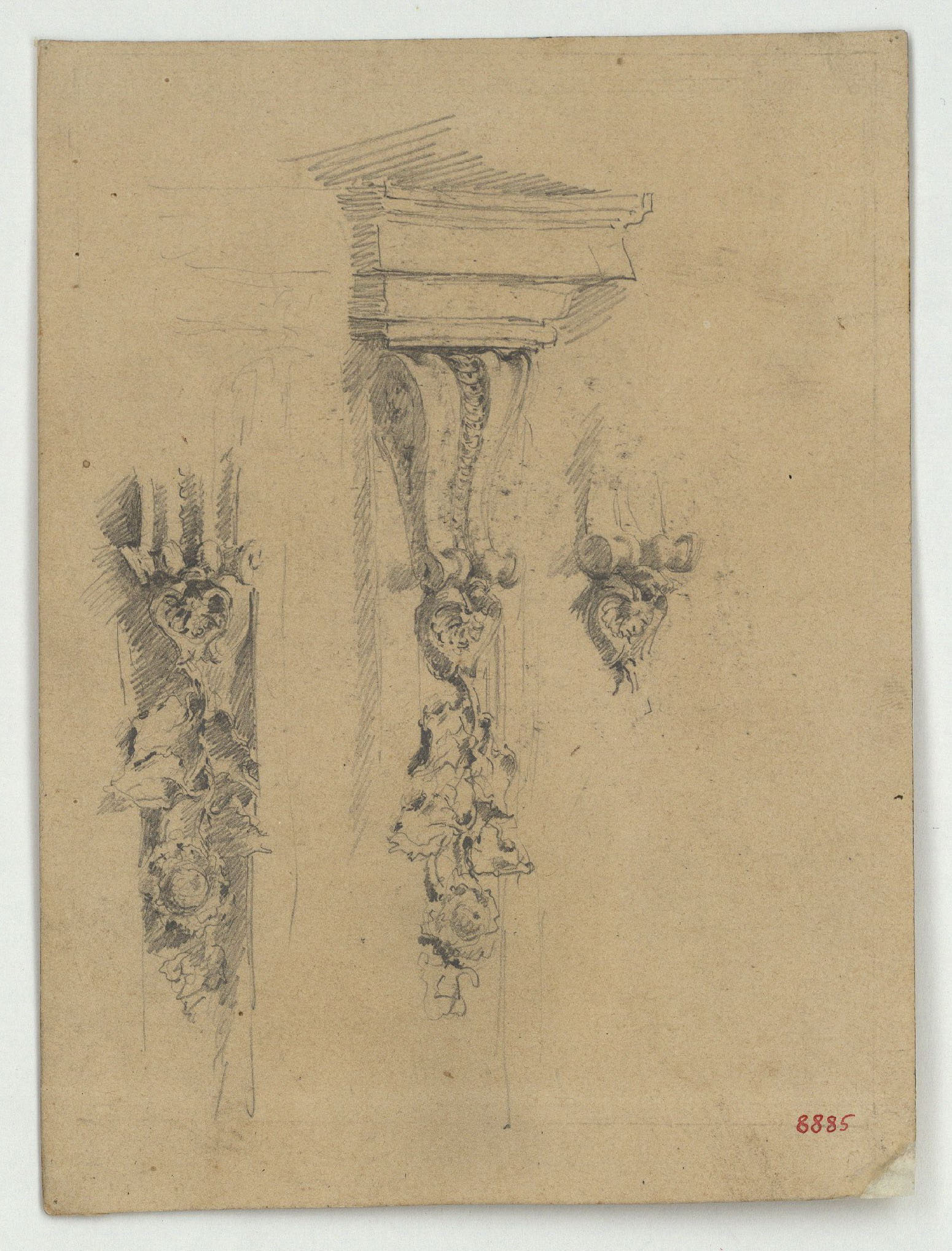 image for: Marià Fortuny - Mènsules (anvers) / Cap masculí (revers) - Cap a 1867-1870