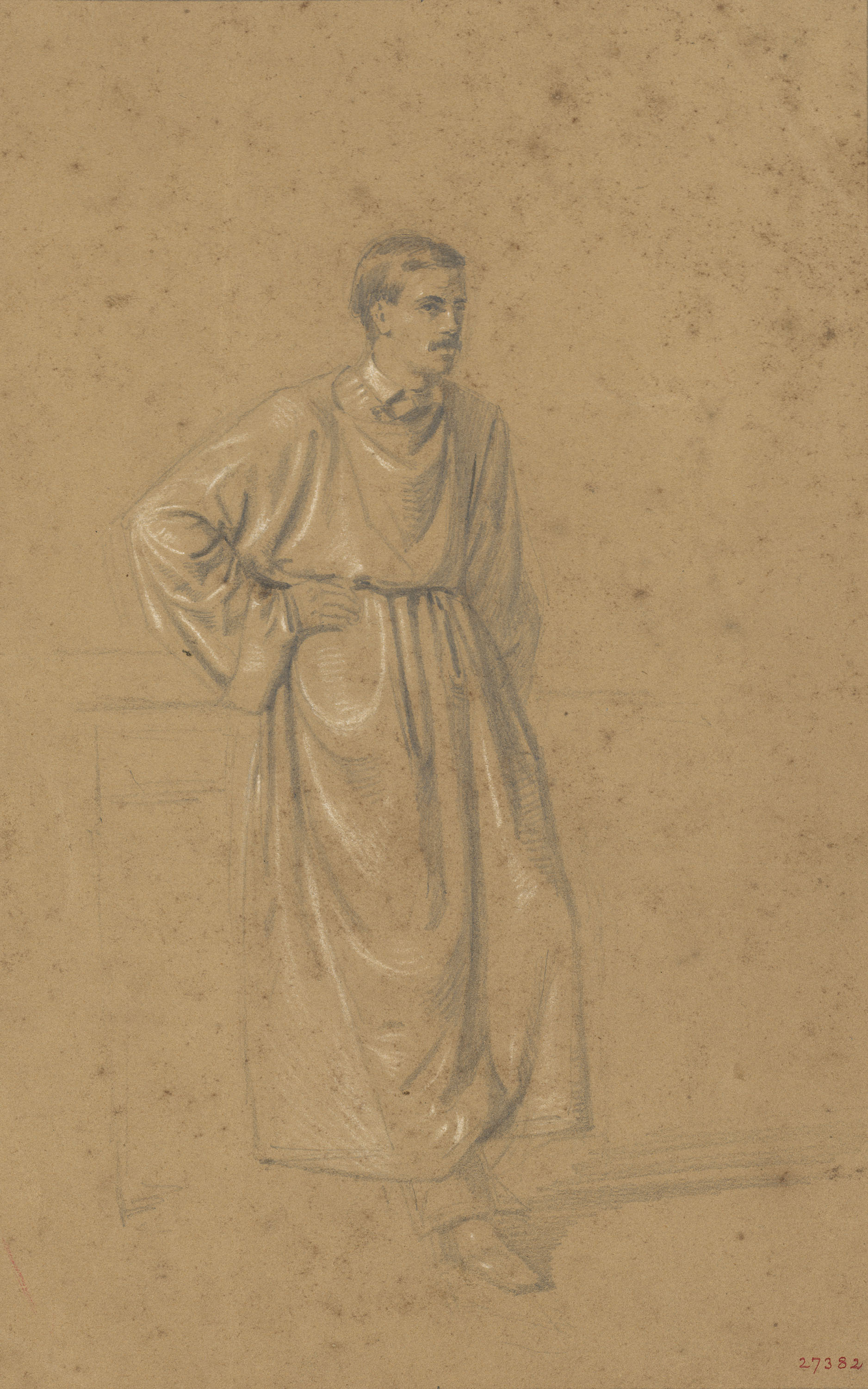 image for: Marià Fortuny - Estudi acadèmic de figura masculina - Cap a 1856-1858