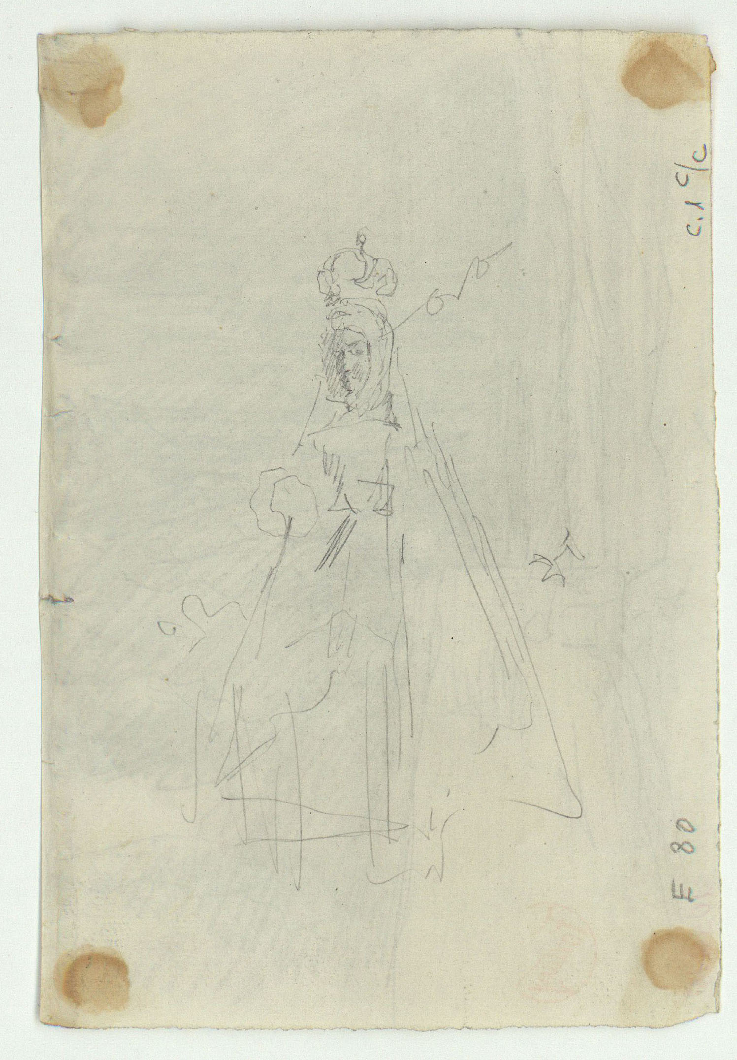 image for: Marià Fortuny - Esbós de passeig amb figura (anvers) / Mare de Déu (revers) - Cap a 1867-1872 [1]