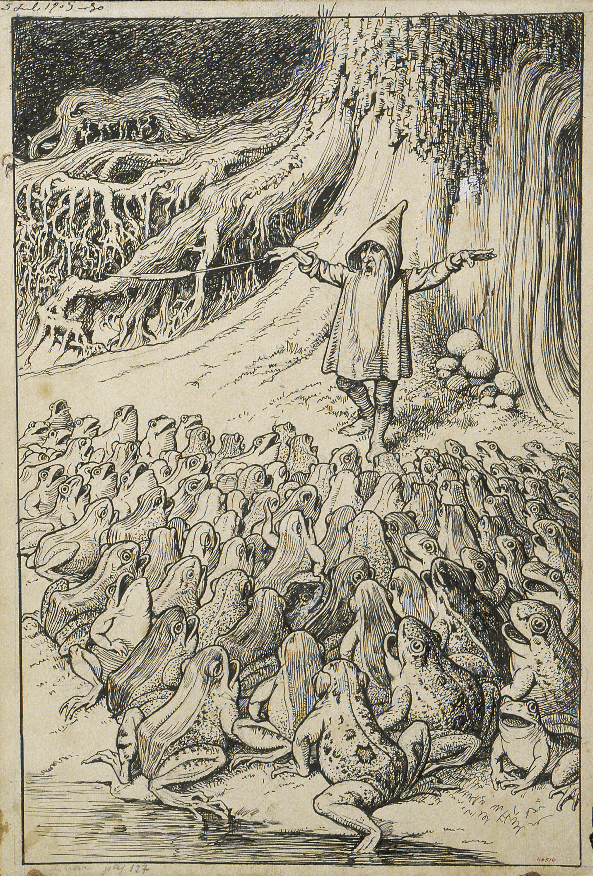 image for: Apel·les Mestres - El concert de les granotes. Il·lustració per al poema «Liliana» d&#039;Apel·les Mestres - 1905