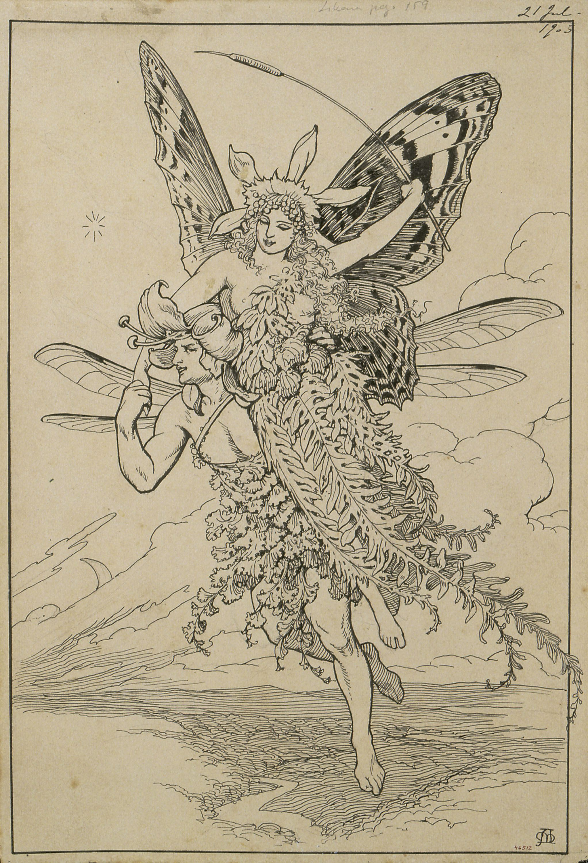 image for: Apel·les Mestres - Les ales s&#039;obren. Il·lustració per al poema «Liliana» d&#039;Apel·les Mestres - 1905