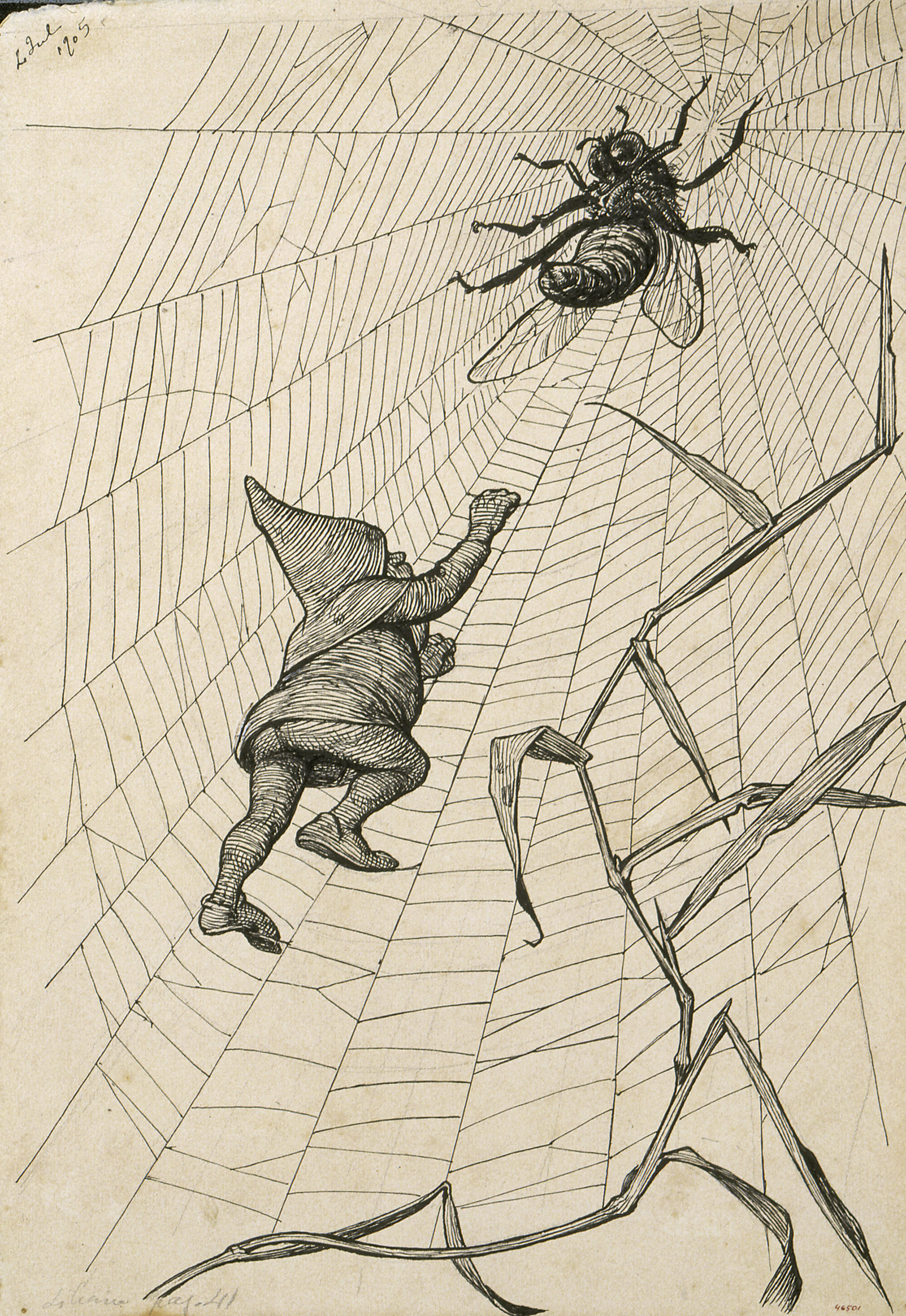 image for: Apel·les Mestres - La teranyina. Il·lustració per al poema «Liliana» d&#039;Apel·les Mestres - 1905