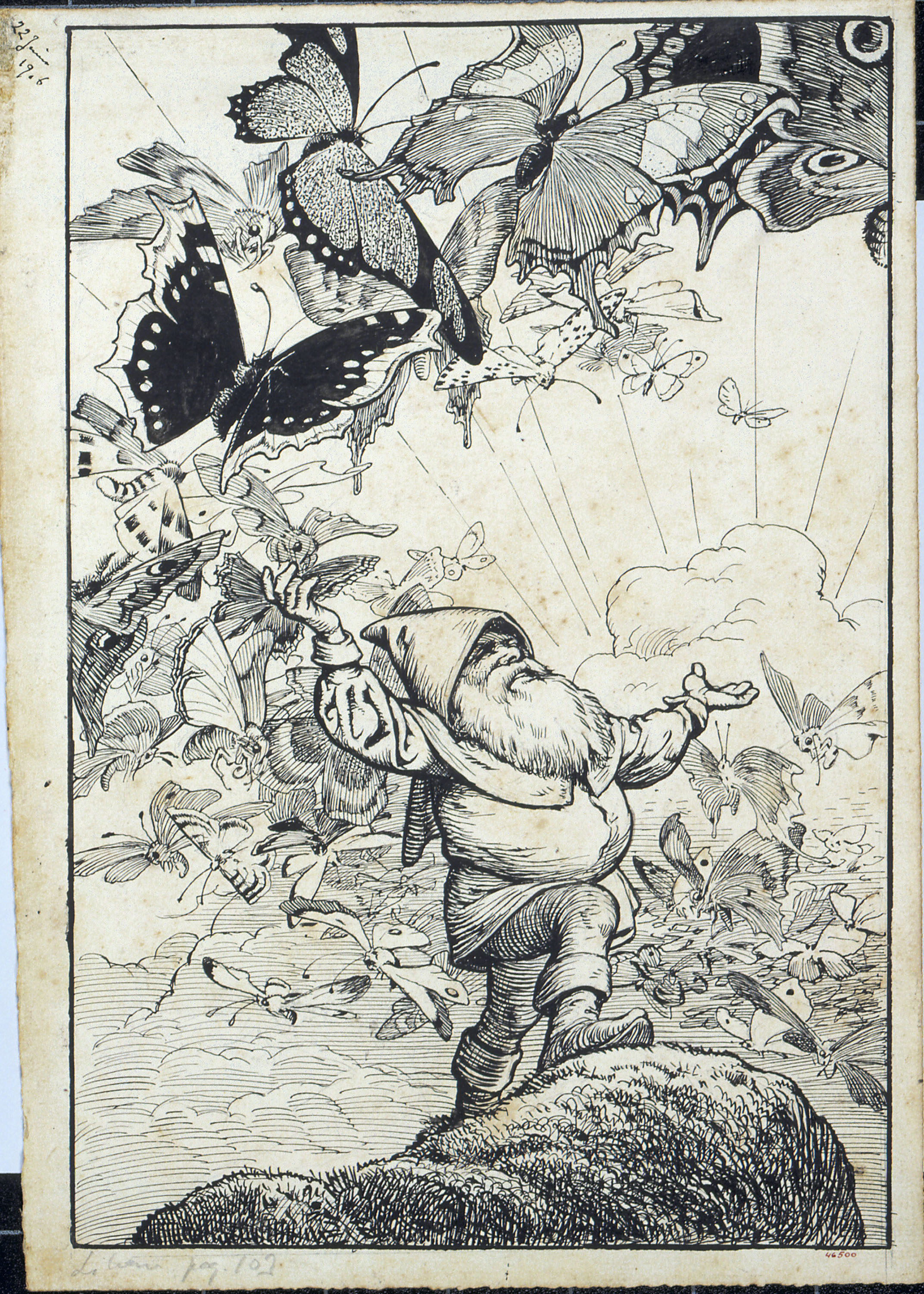 image for: Apel·les Mestres - El papalló. Il·lustració per al poema «Liliana» d&#039;Apel·les Mestres - 1906