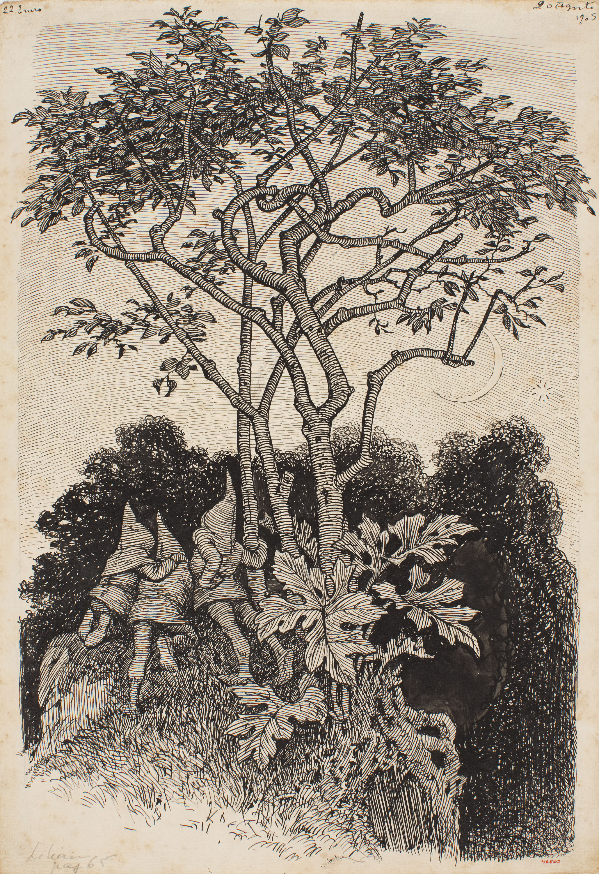 image for: Apel·les Mestres - Tots a l&#039;aguait. Il·lustració per al poema «Liliana» d&#039;Apel·les Mestres - 1905