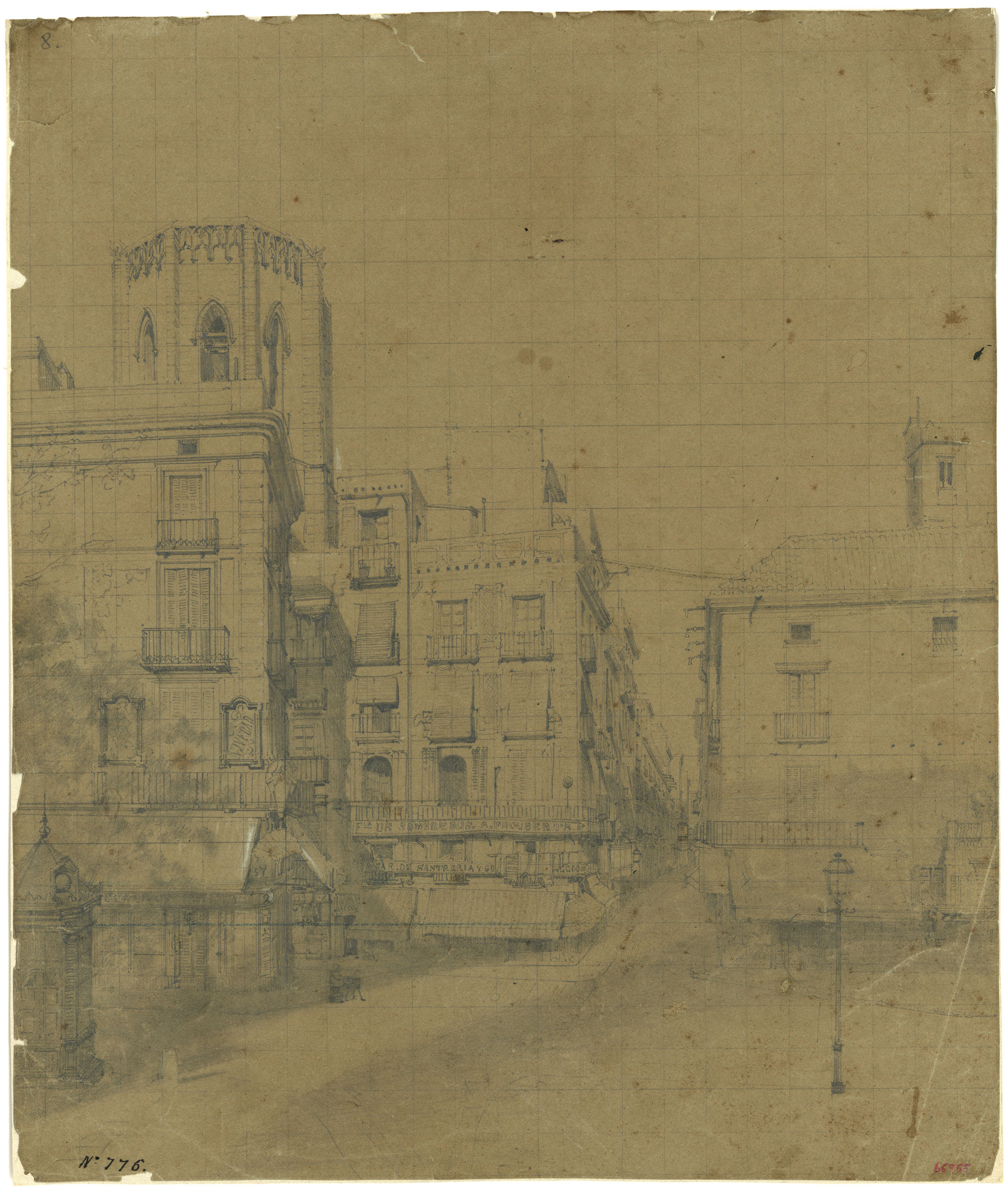 image for: Achille Battistuzzi - Estudi per al quadre «El pla de la Boqueria» - Cap a 1870